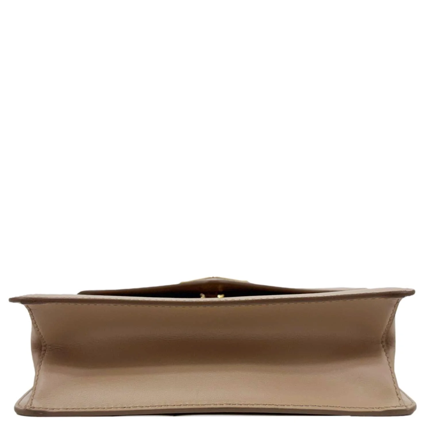 PRADA Metal Triangle Envelope Saffiano Leather Chain Shoulder Bag Beige - Image 11