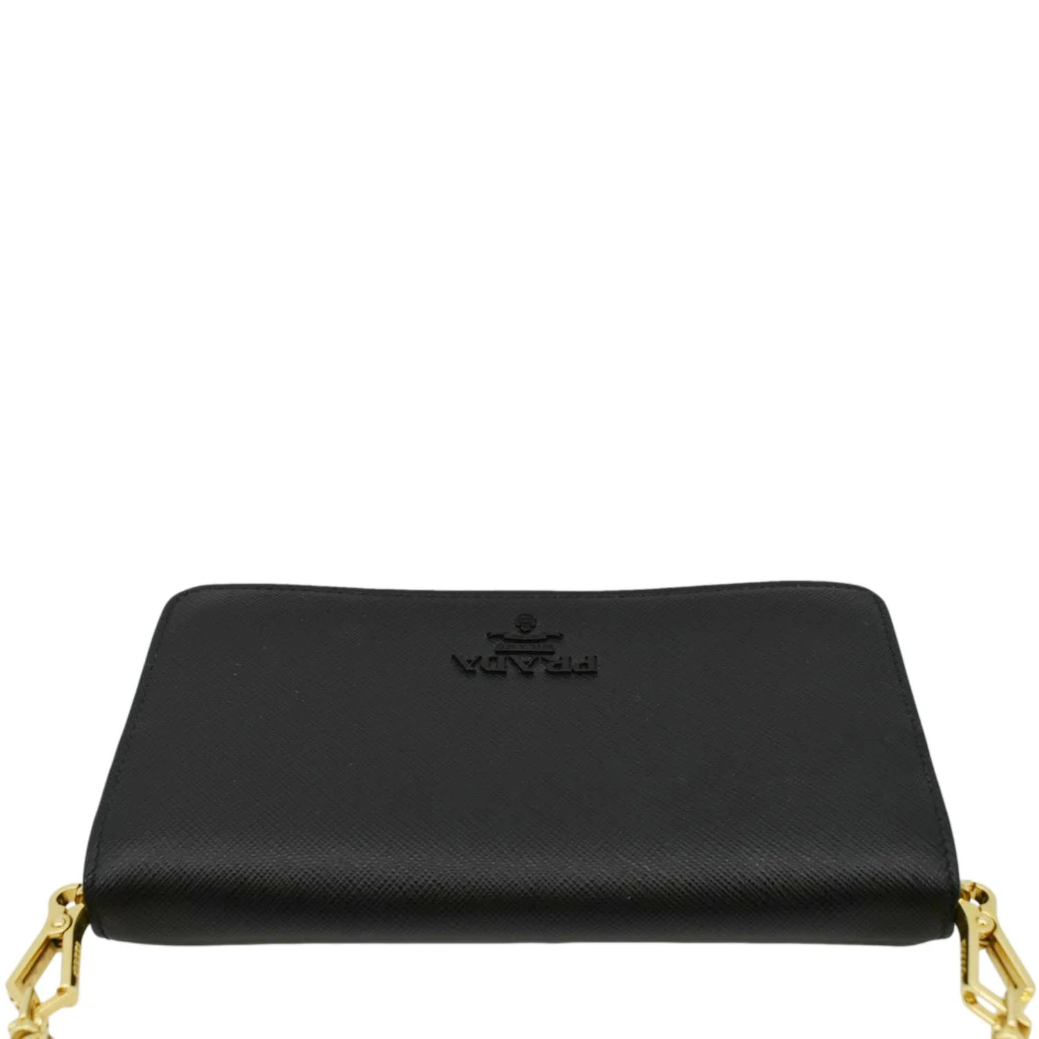 PRADA Saffiano Leather Crossbody Wallet Black - Image 4