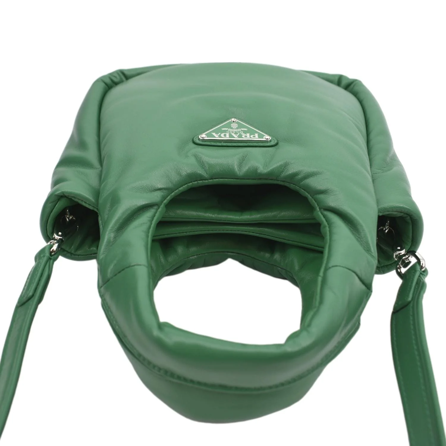 PRADA Small Padded Soft Leather Shoulder Bag Dark Green - Image 5