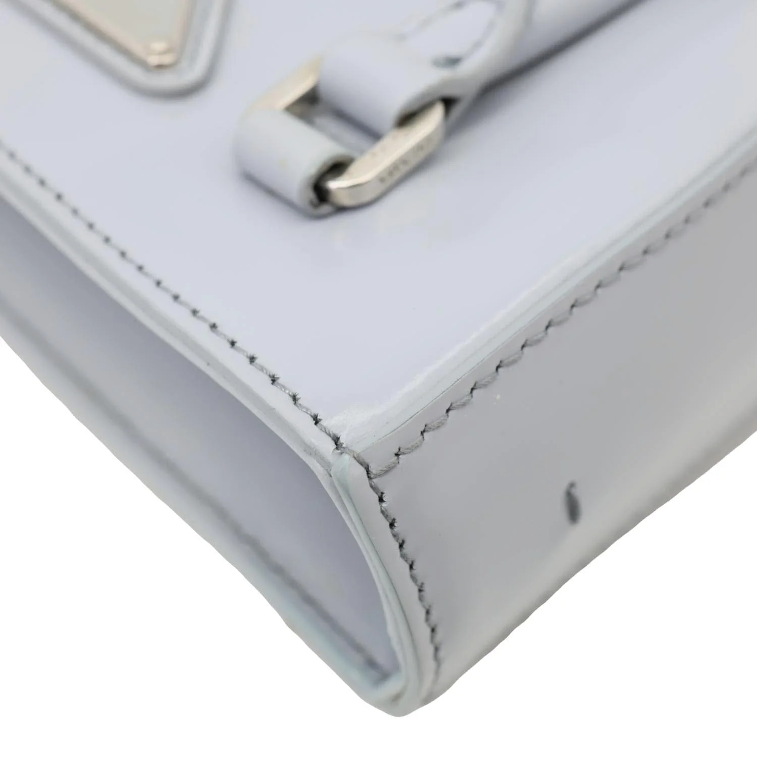 PRADA Mini Spazzolato Leather Tote Bag Grey - Image 5