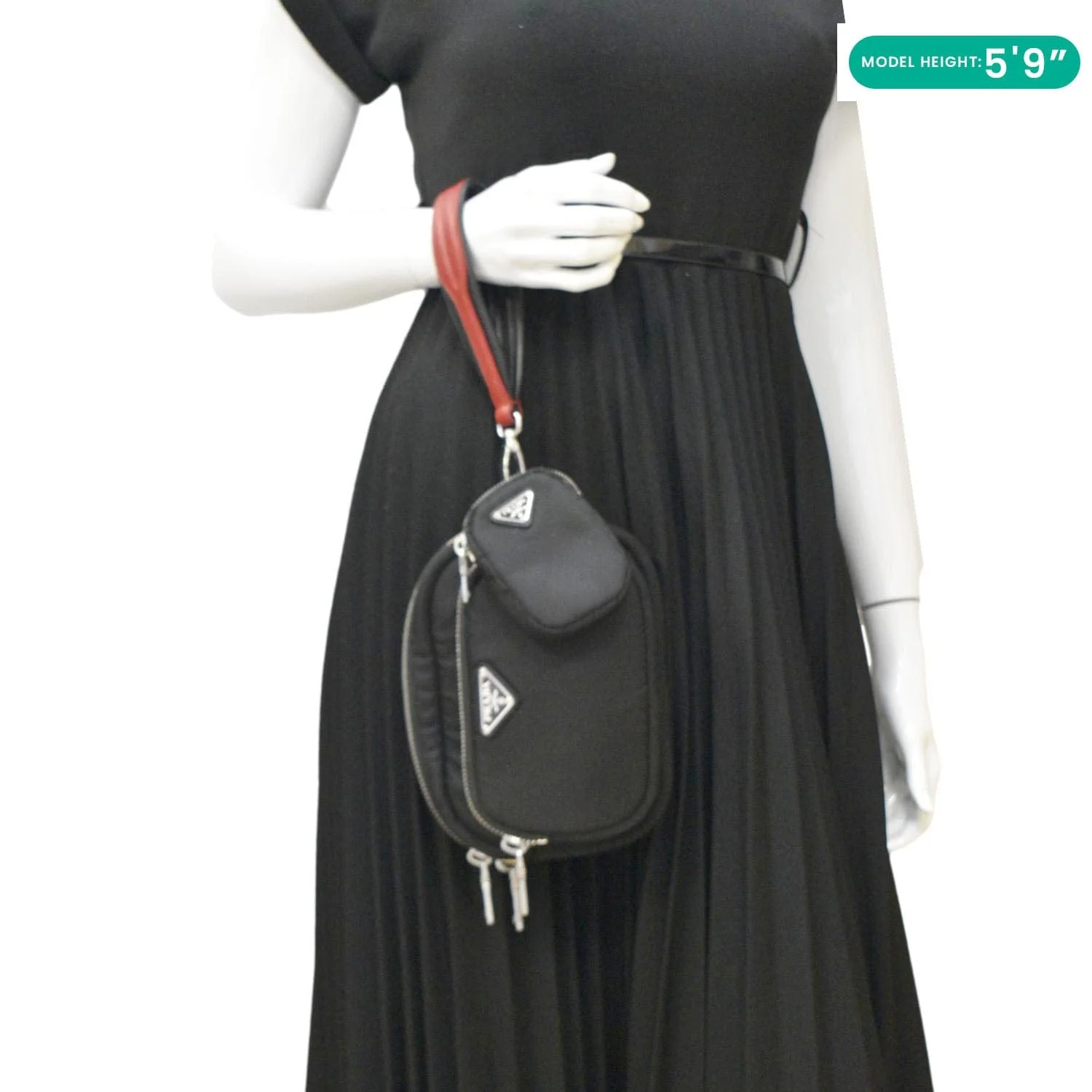 PRADA Tessuto Nylon Pocket Wristlet Pouch Black - Image 2