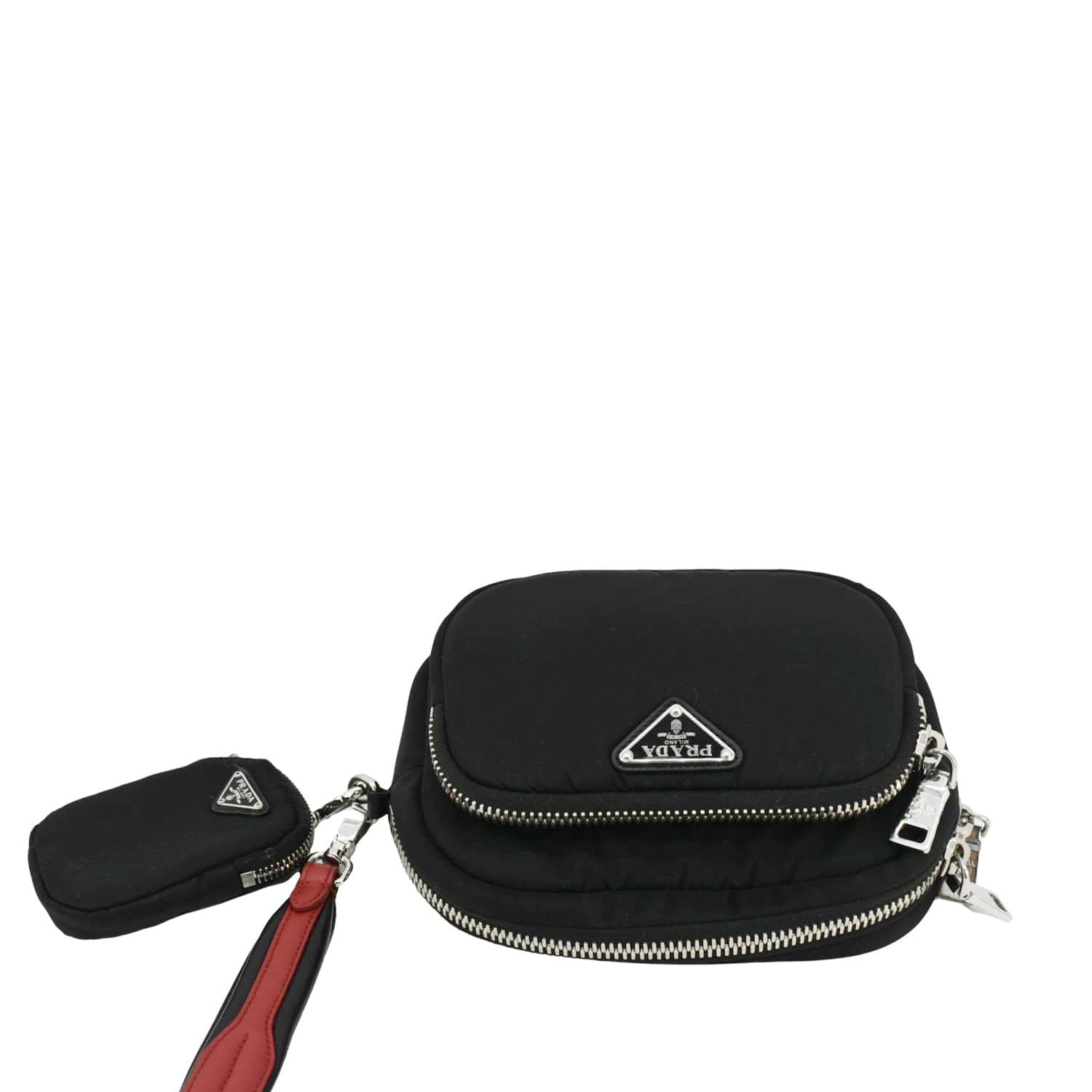 PRADA Tessuto Nylon Pocket Wristlet Pouch Black - Image 5