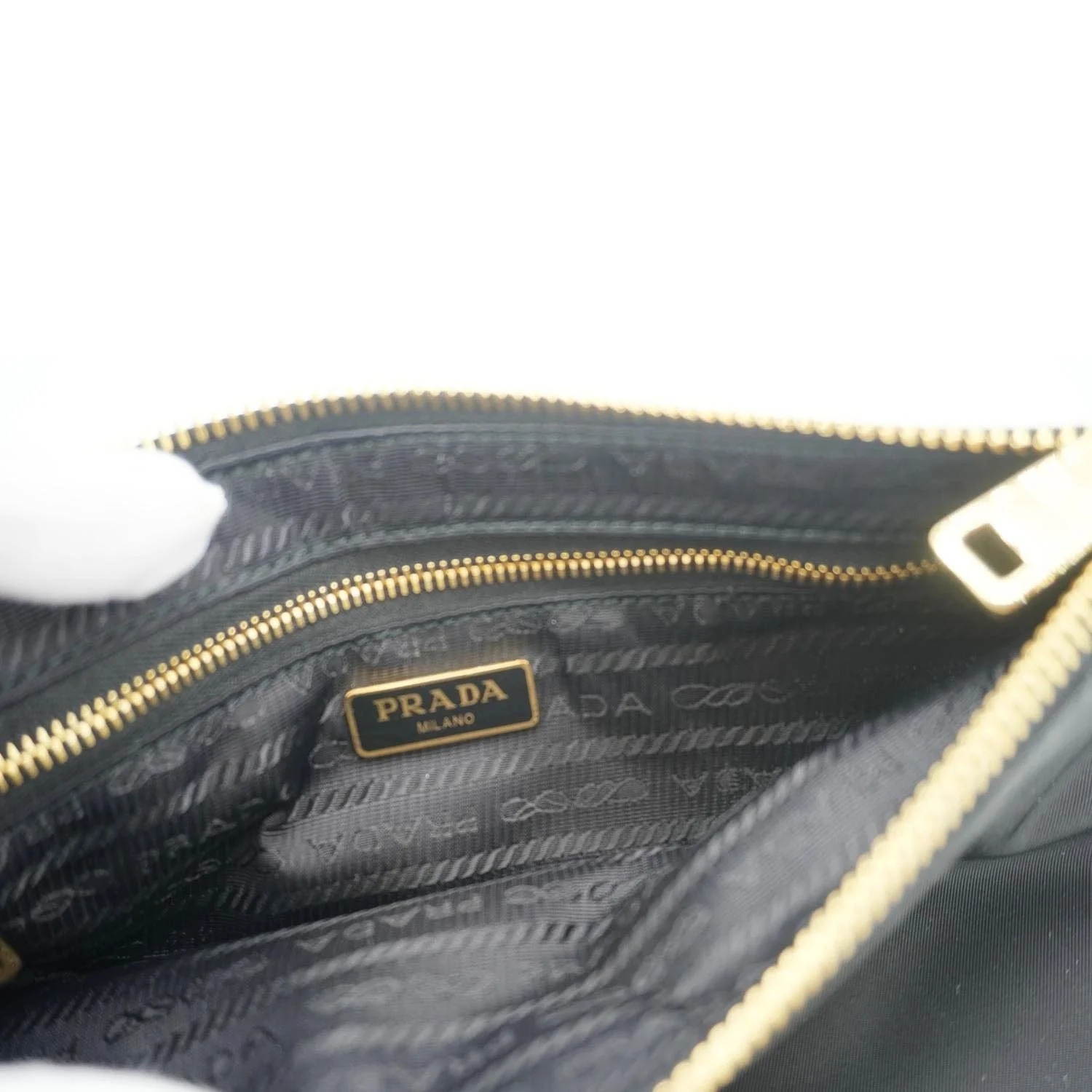 PRADA Tessuto Nylon Pochette Hobo Bag Black - Image 11