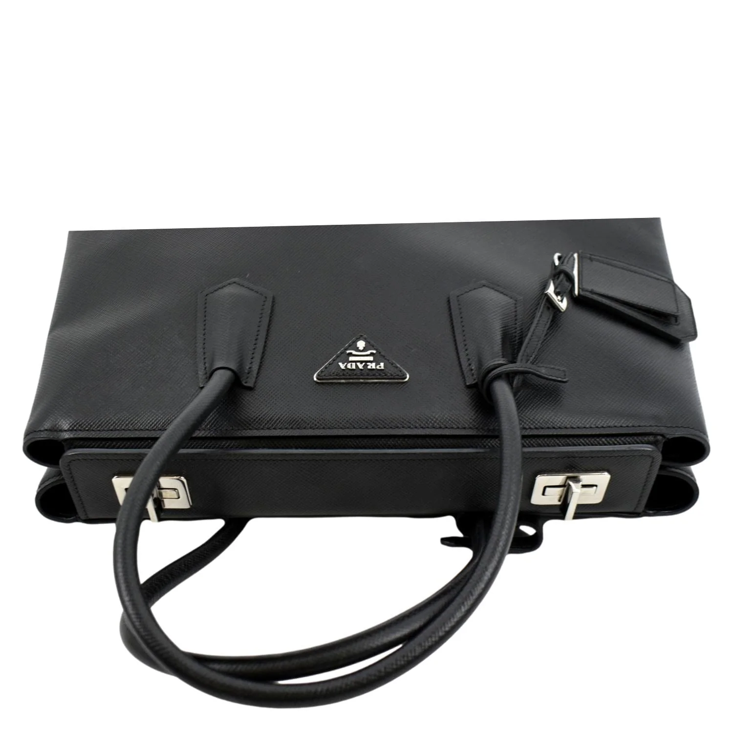 PRADA Turnlock Saffiano Cuir Leather Shoulder Bag Black - Image 4