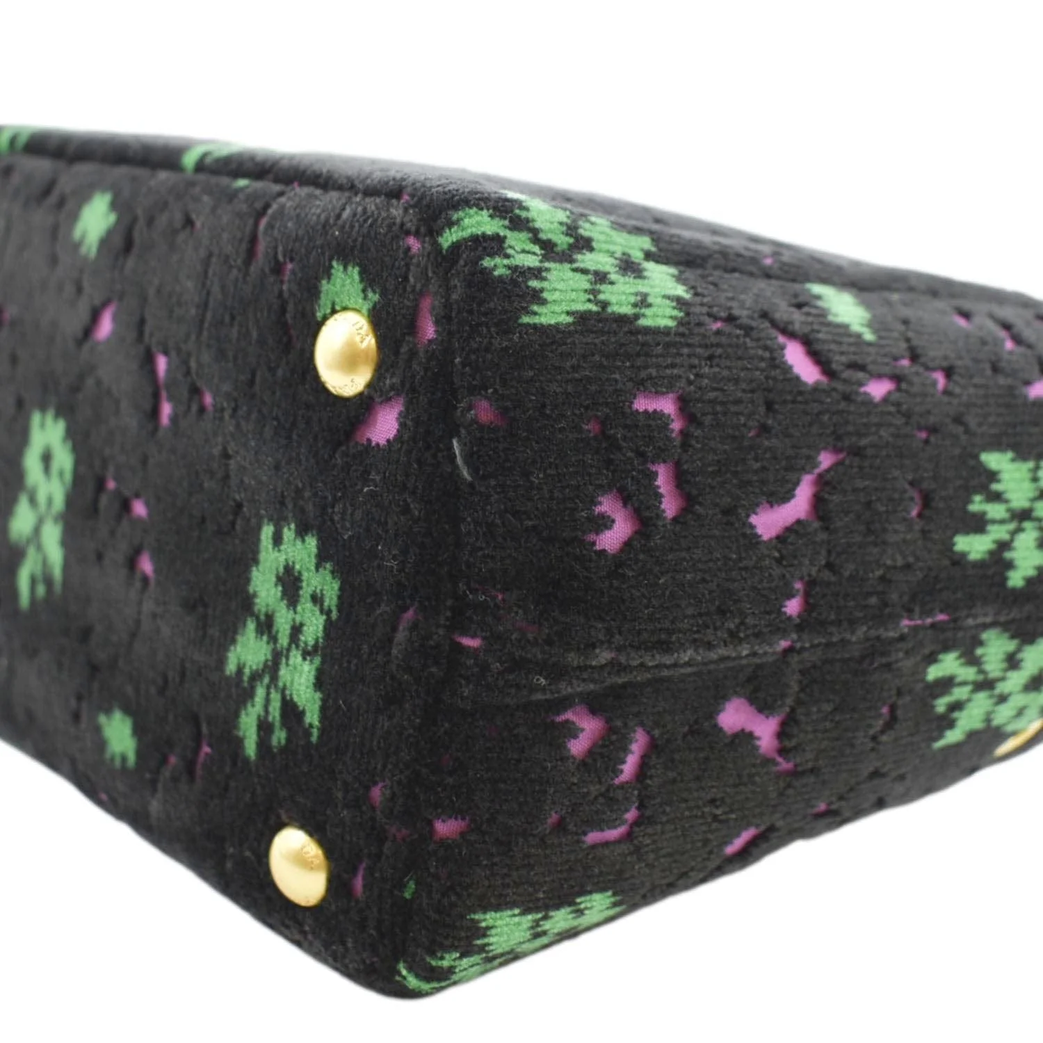 PRADA Small Top Handle Velvet Shoulder Bag Black - Image 8