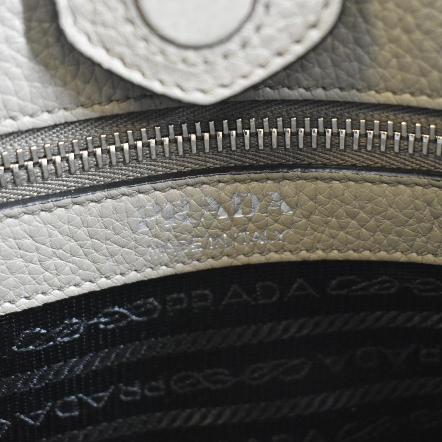PRADA Leather Shoulder Bag Clay Grey - Image 11
