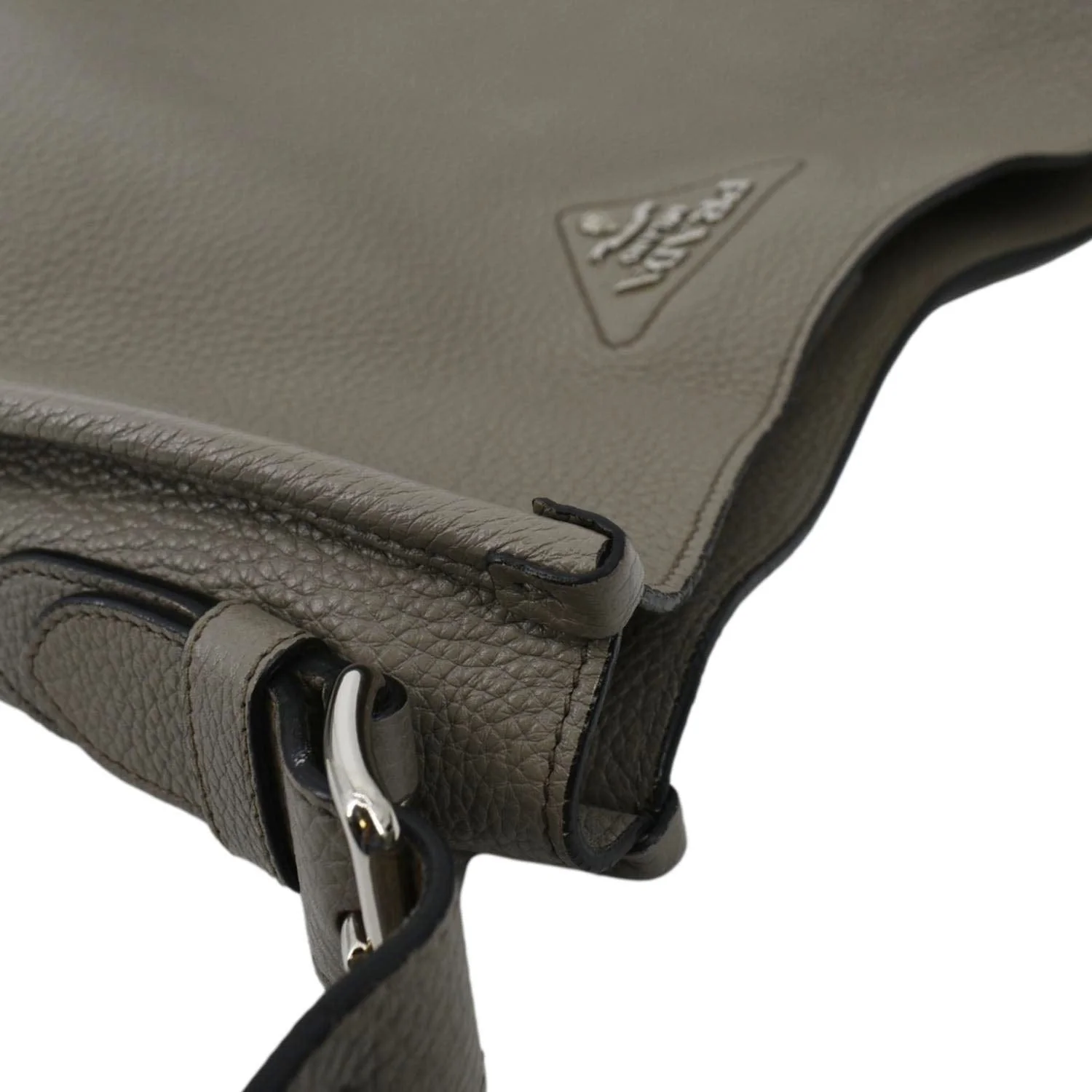 PRADA Leather Shoulder Bag Clay Grey - Image 5