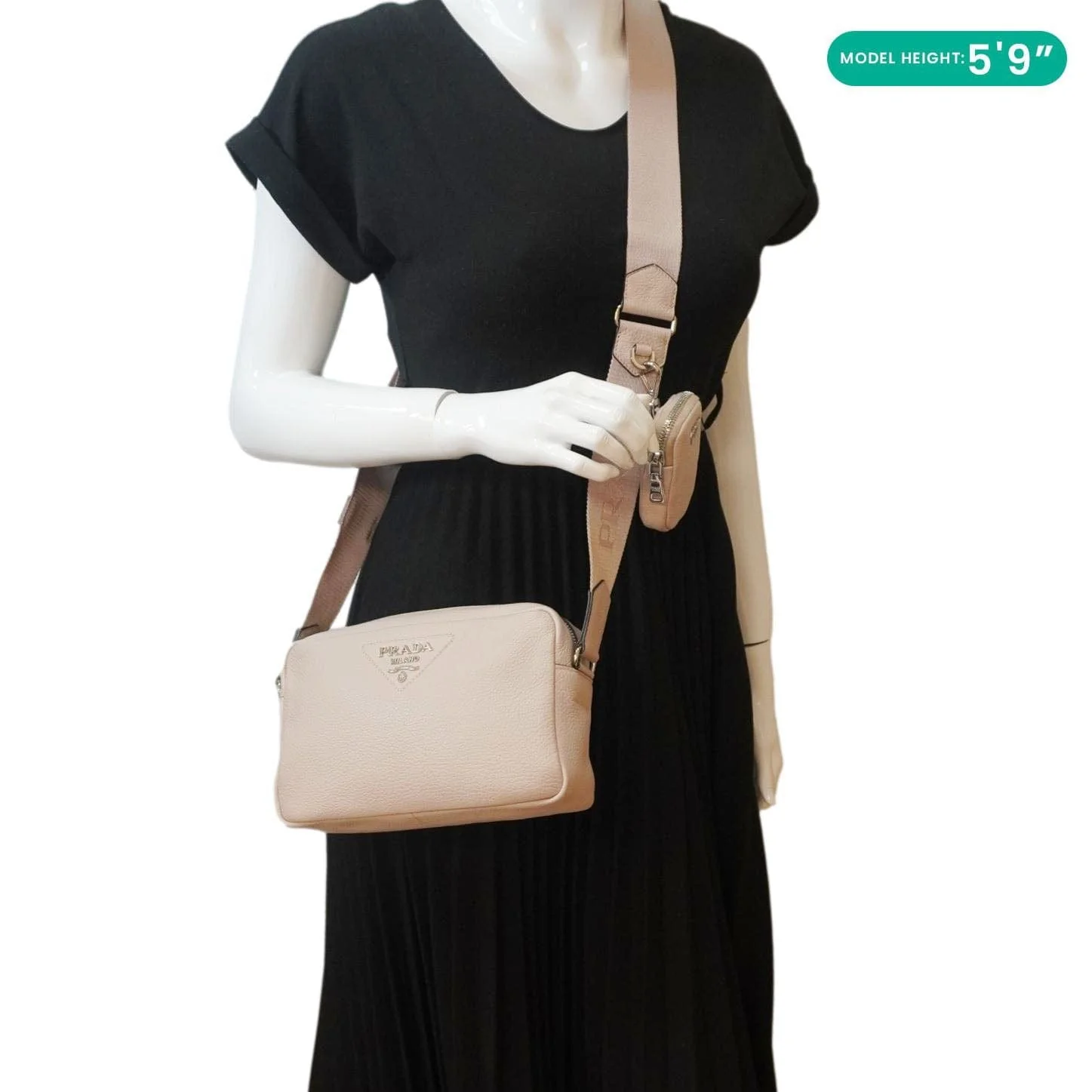 PRADA Vitello Daino Soft Leather Camera Shoulder Bag Beige - Image 2