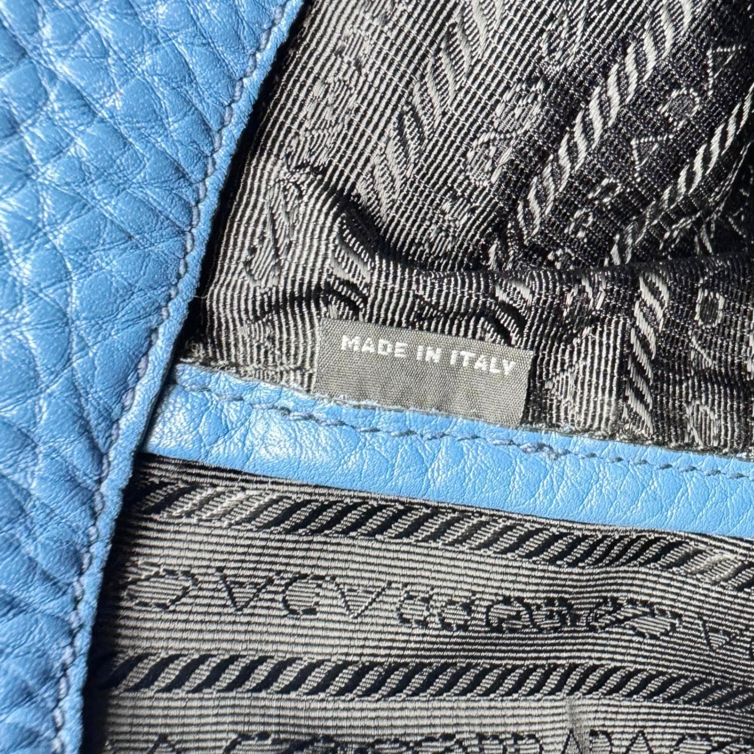 PRADA Vitello Daino Leather Shopping Tote Bag Blue - Image 12