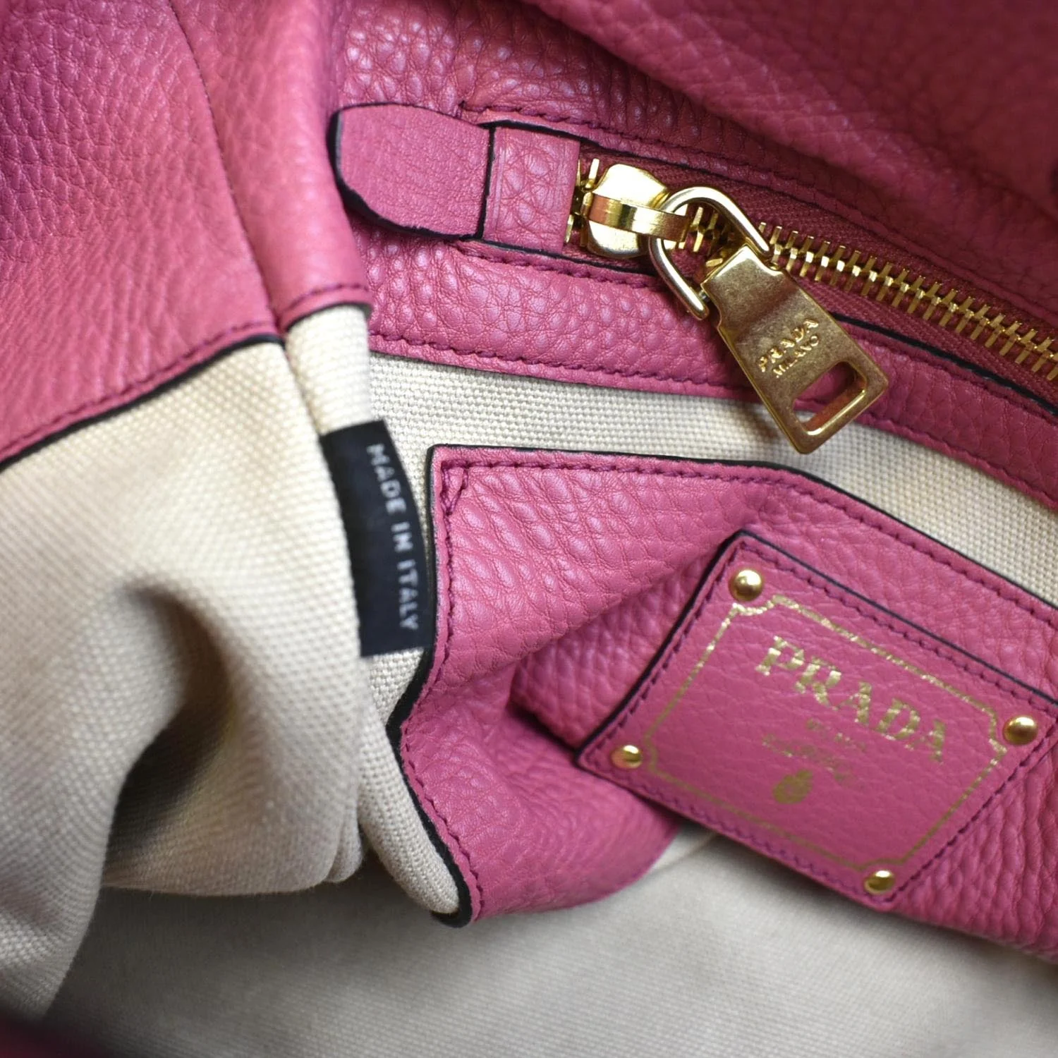 PRADA Vitello Daino Leather Shopper Tote Bag Pink - Image 12