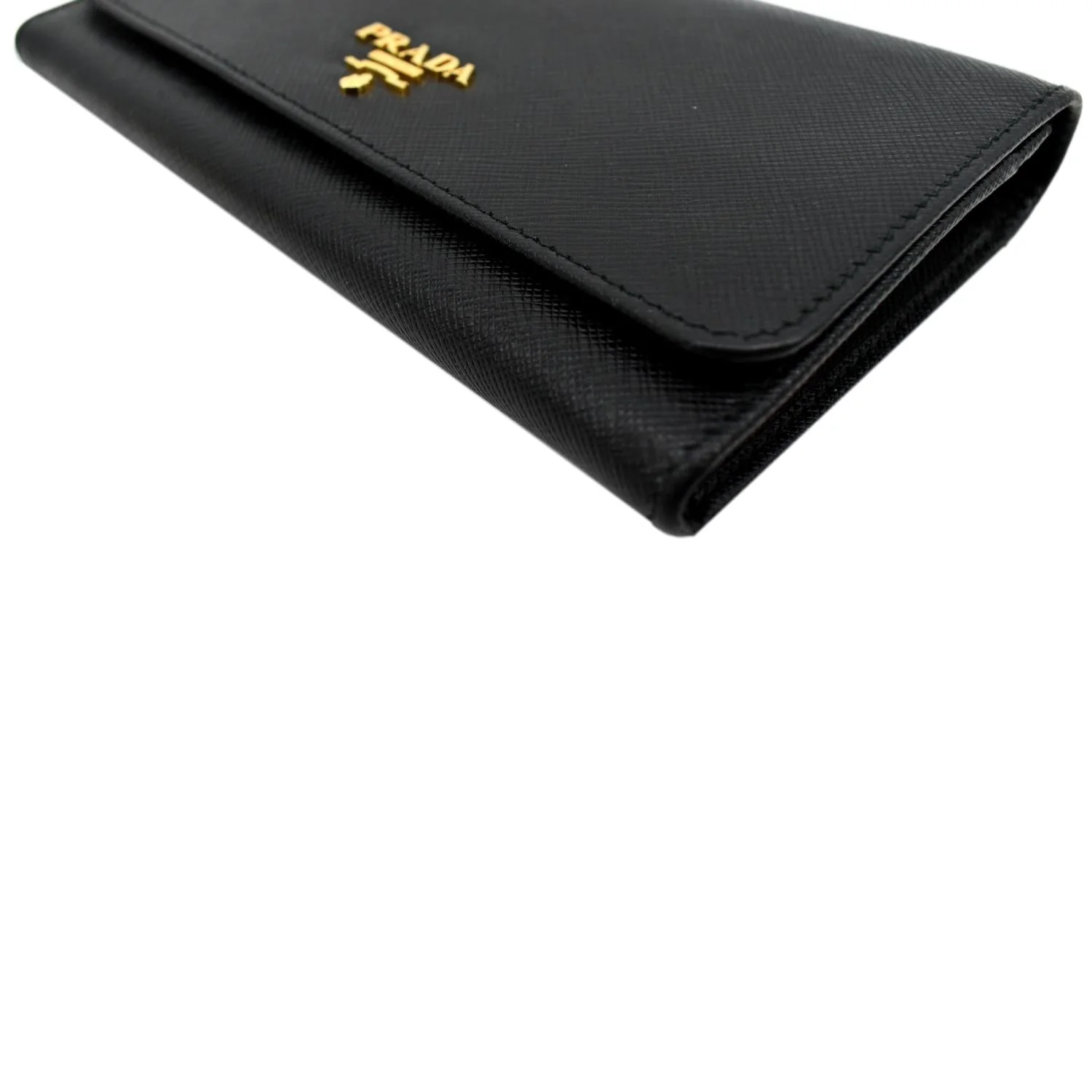 PRADA Continental Flap Saffiano Leather Long Wallet Black - Image 6