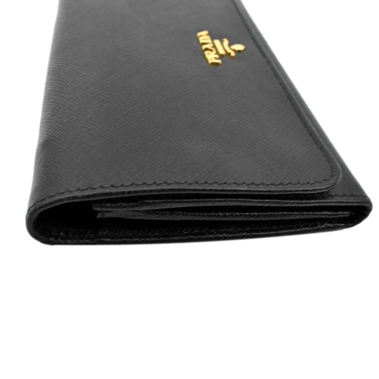 PRADA Continental Flap Saffiano Leather Long Wallet Black - Image 9