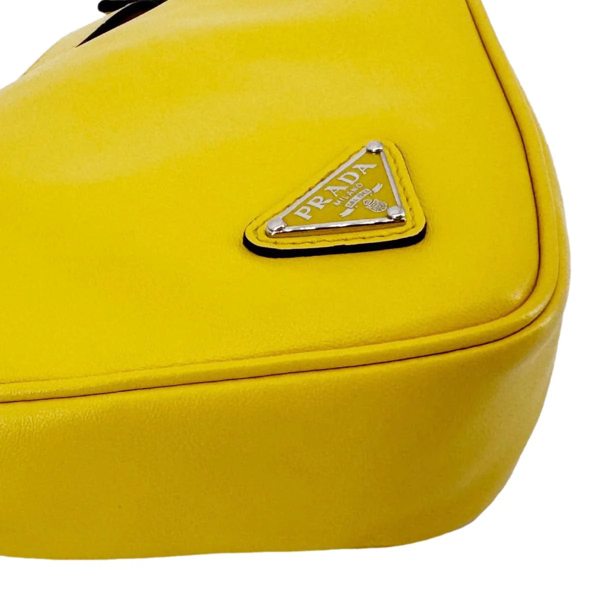 PRADA Triangle Leather Clutch Yellow - Image 10