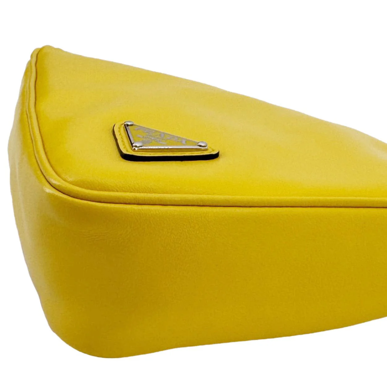 PRADA Triangle Leather Clutch Yellow - Image 9