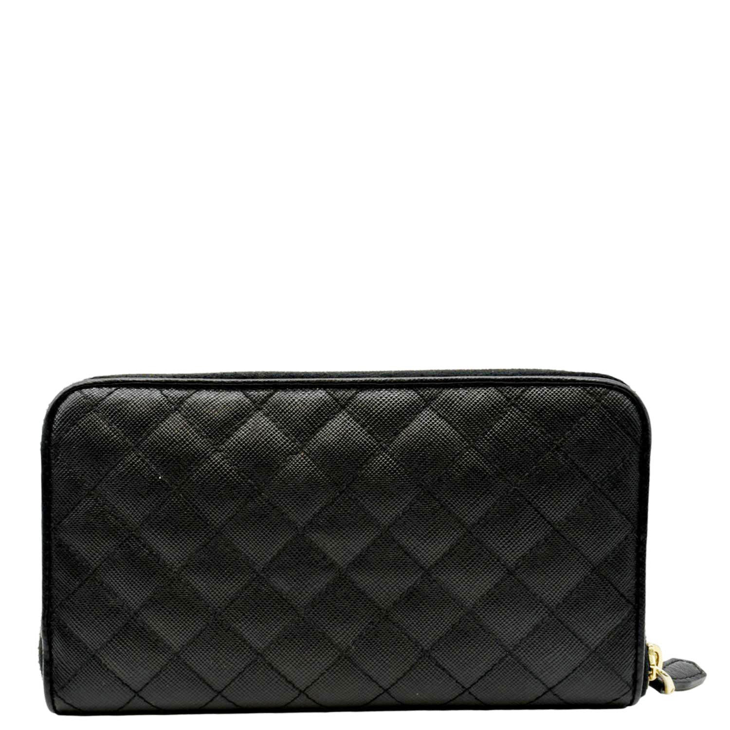 PRADA Zip Around Leather & Nylon Wallet Black - Image 3