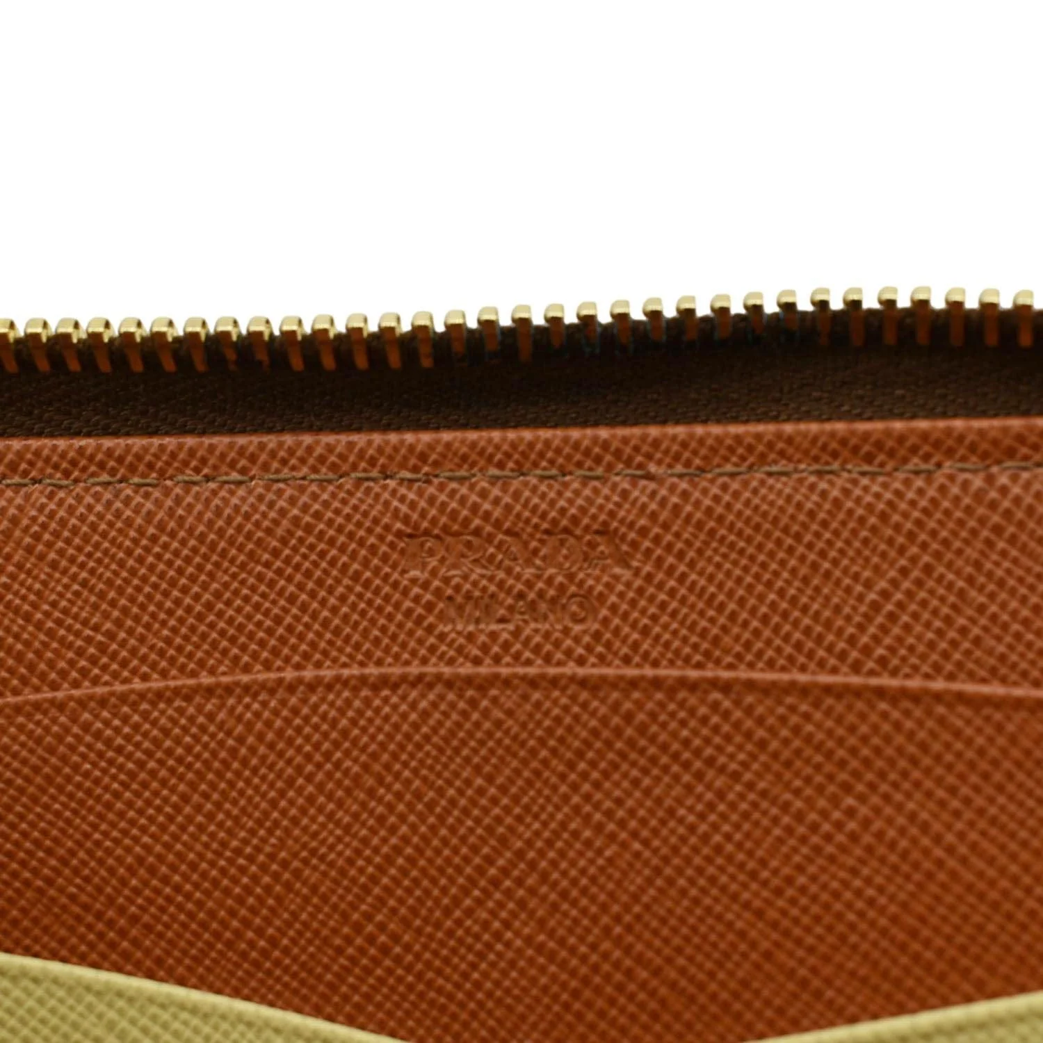 PRADA Zip Around Saffiano Leather Wallet Light Brown - Image 12