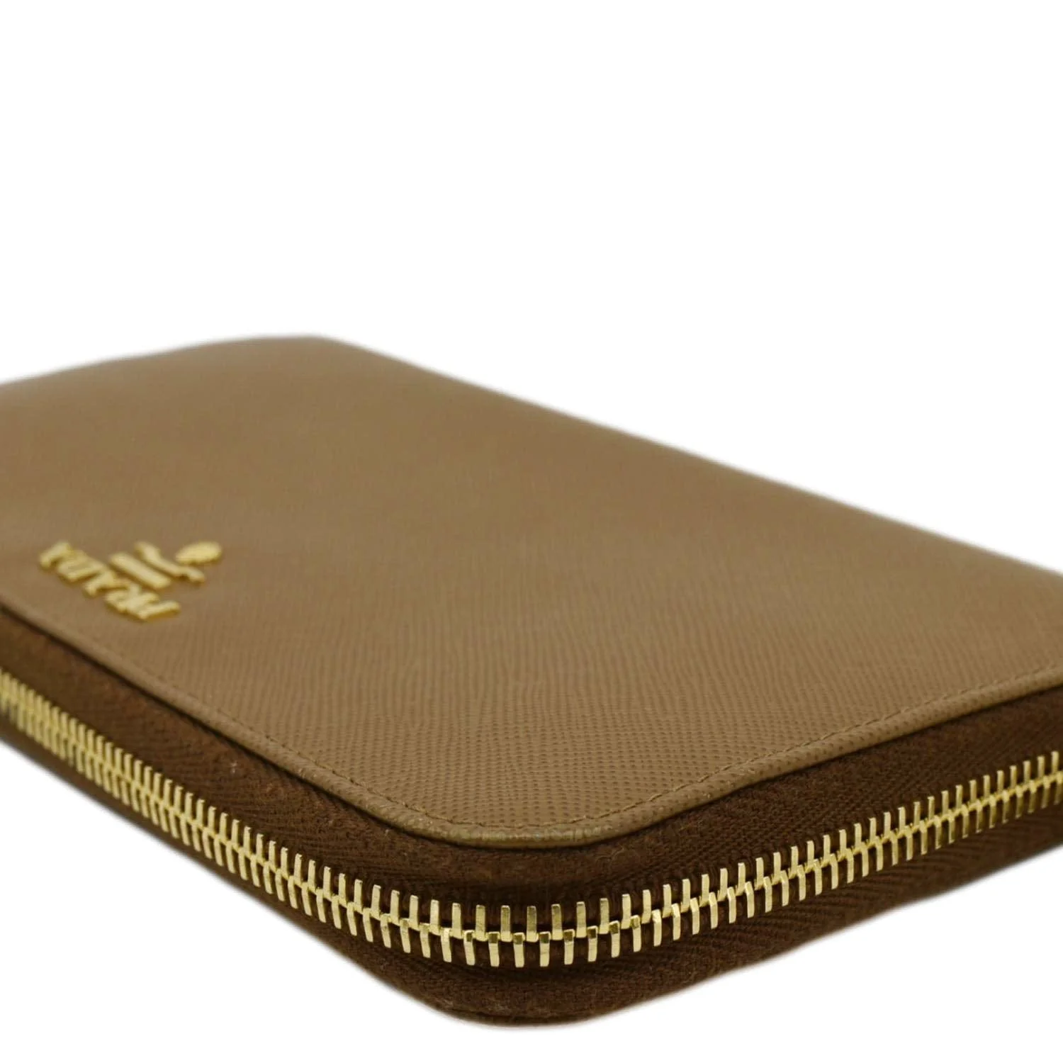 PRADA Zip Around Saffiano Leather Wallet Light Brown - Image 6