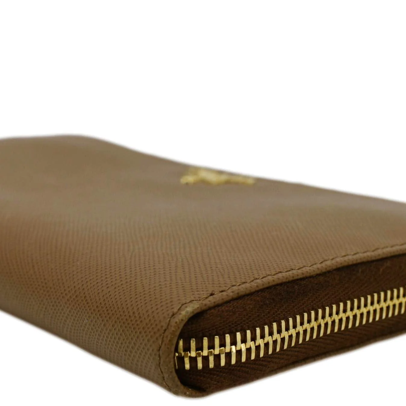 PRADA Zip Around Saffiano Leather Wallet Light Brown - Image 8