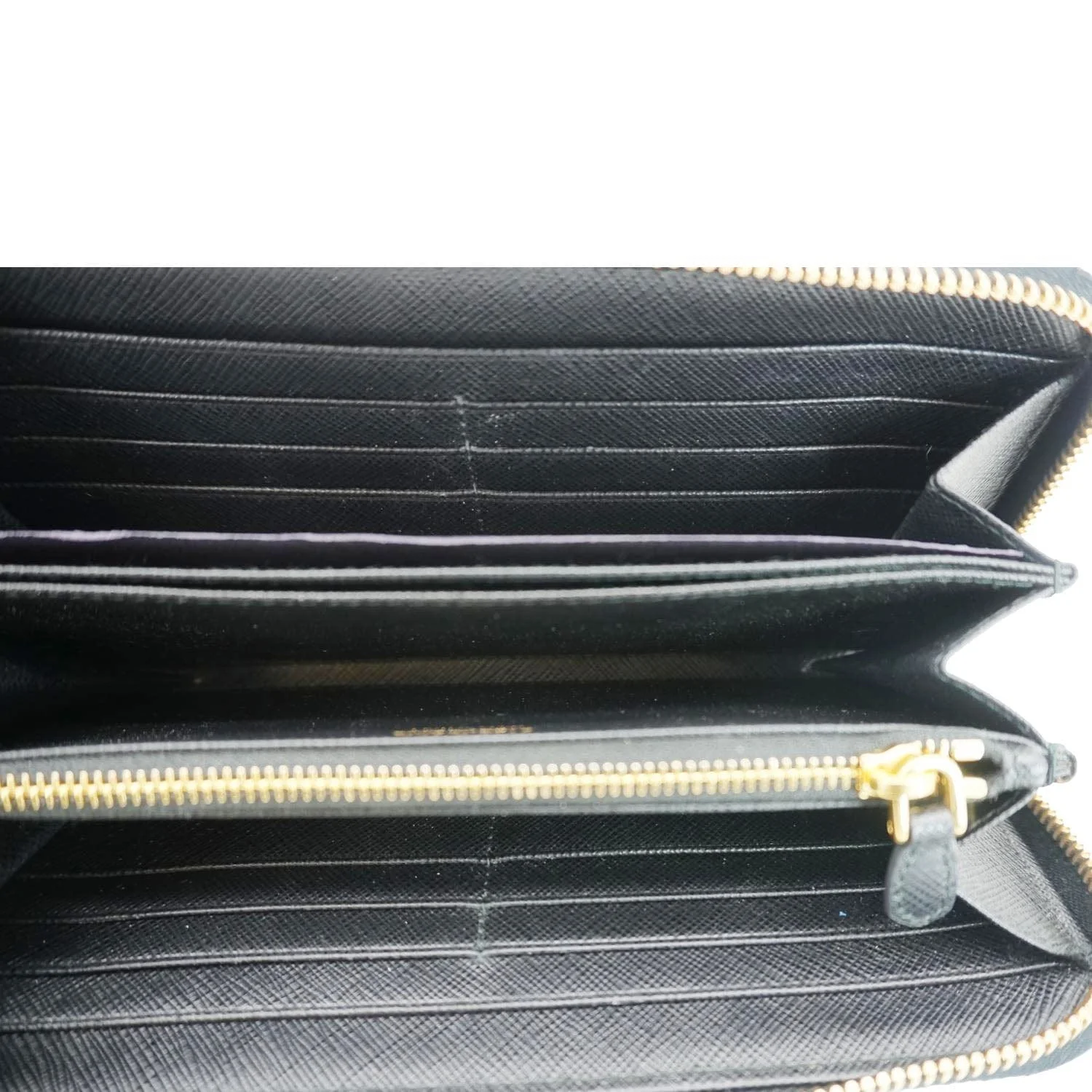 PRADA Zip Around Saffiano Leather Wallet Black - Image 11