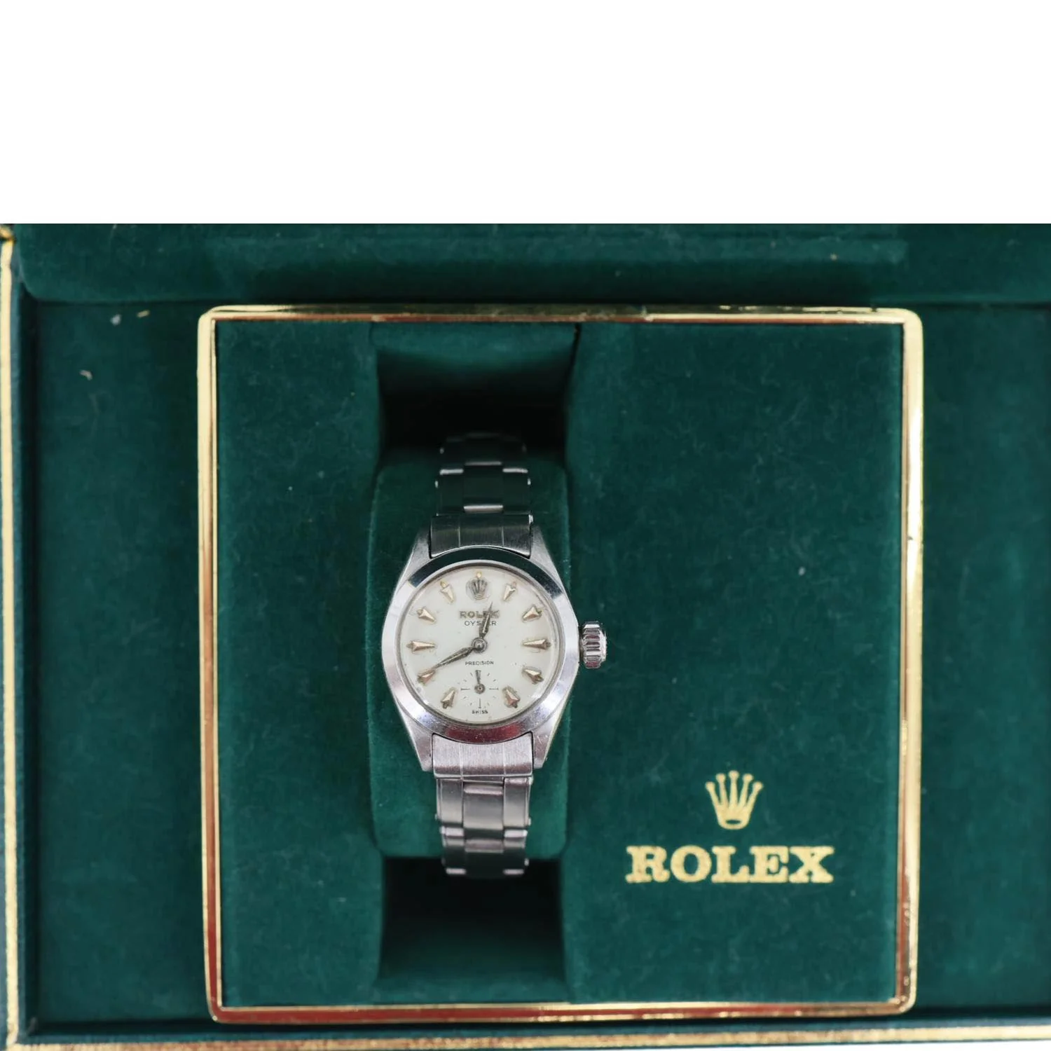 ROLEX 1959 Women's Oyster Precision Stainless Steel Watch White Dial 22MM - Image 3