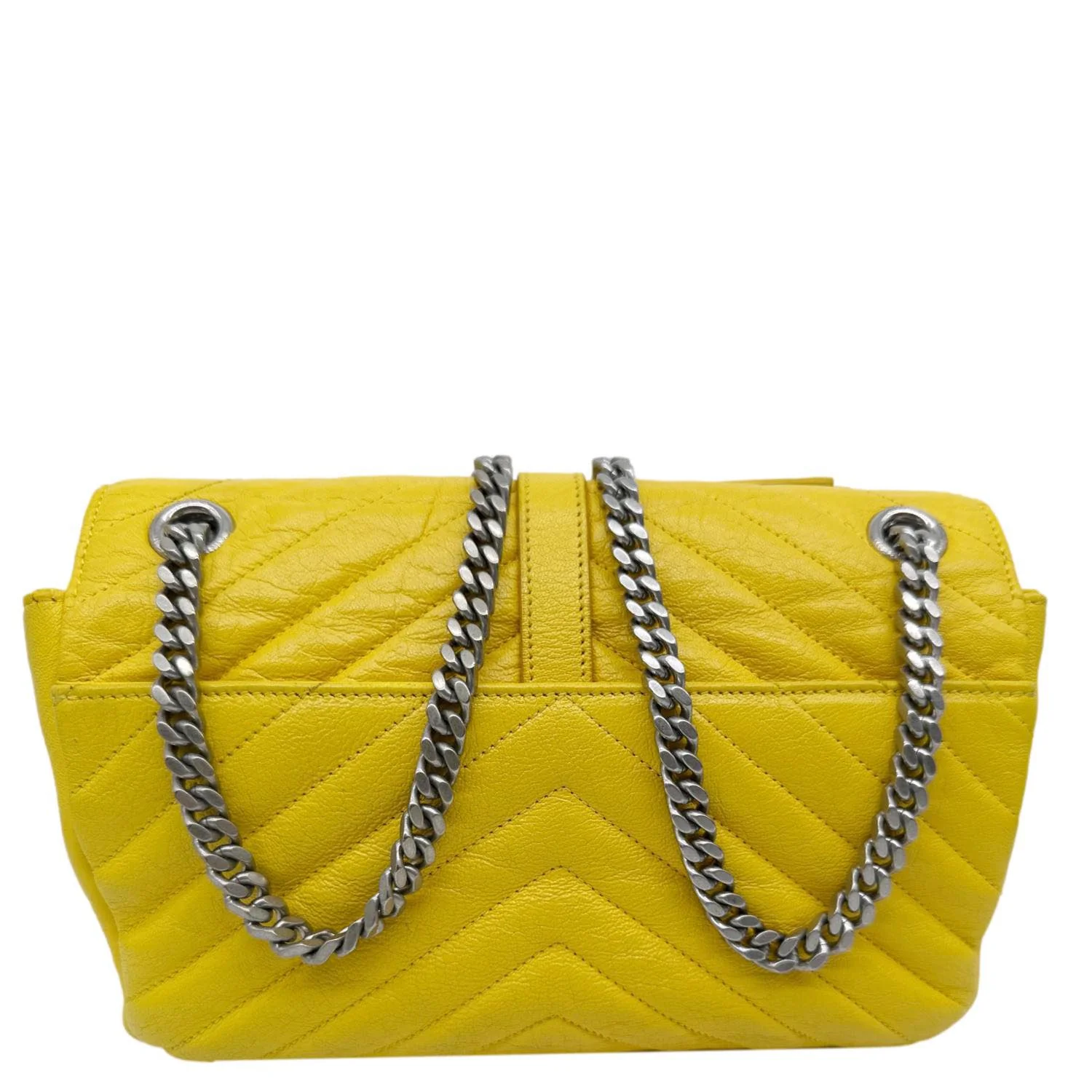 YVES SAINT LAURENT College Flap Medium Chevron Leather Shoulder Bag Yellow - Image 3