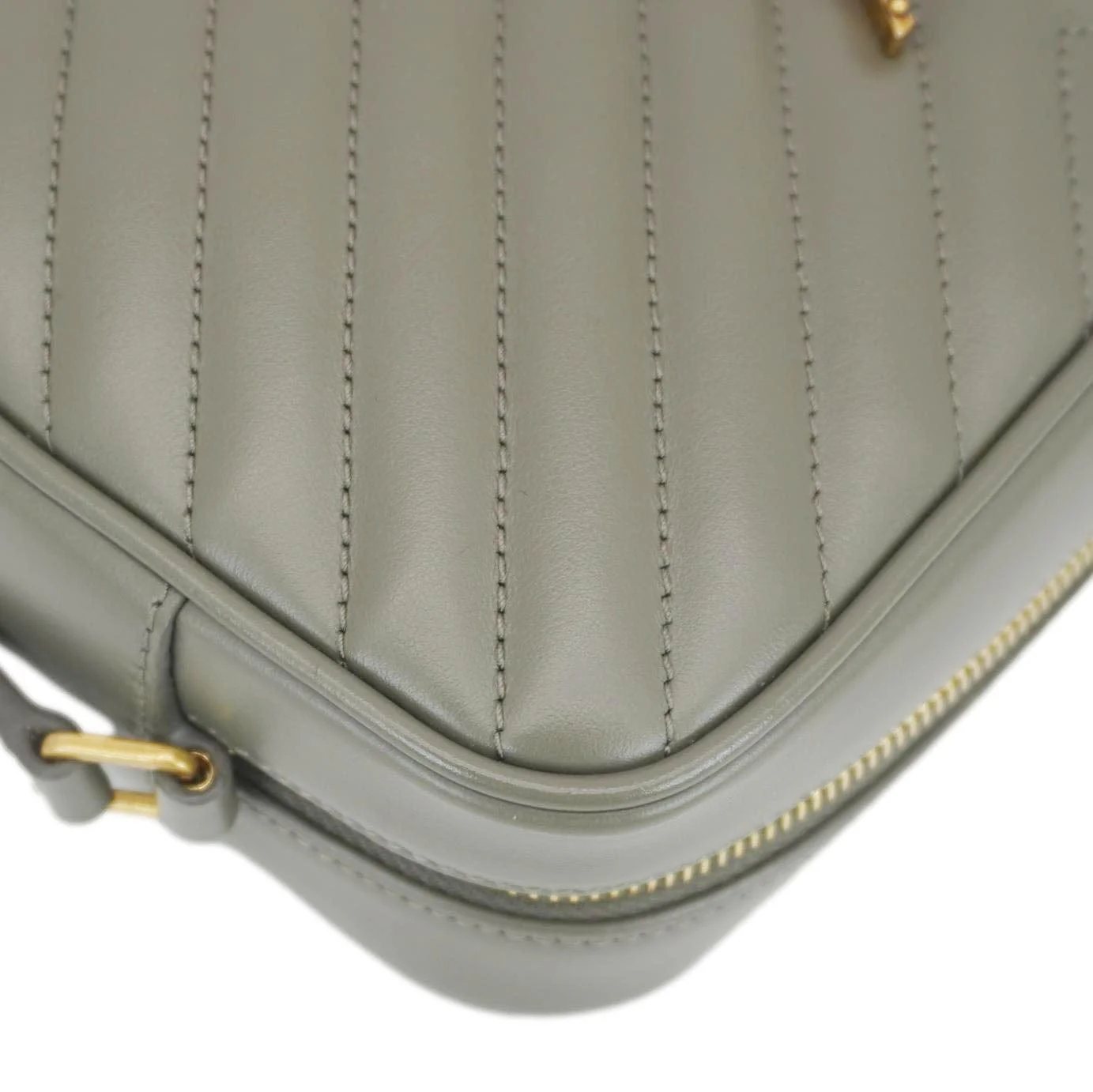 YVES SAINT LAURENT Lou Camera Monogram Leather Shoulder Bag Gray - Image 8