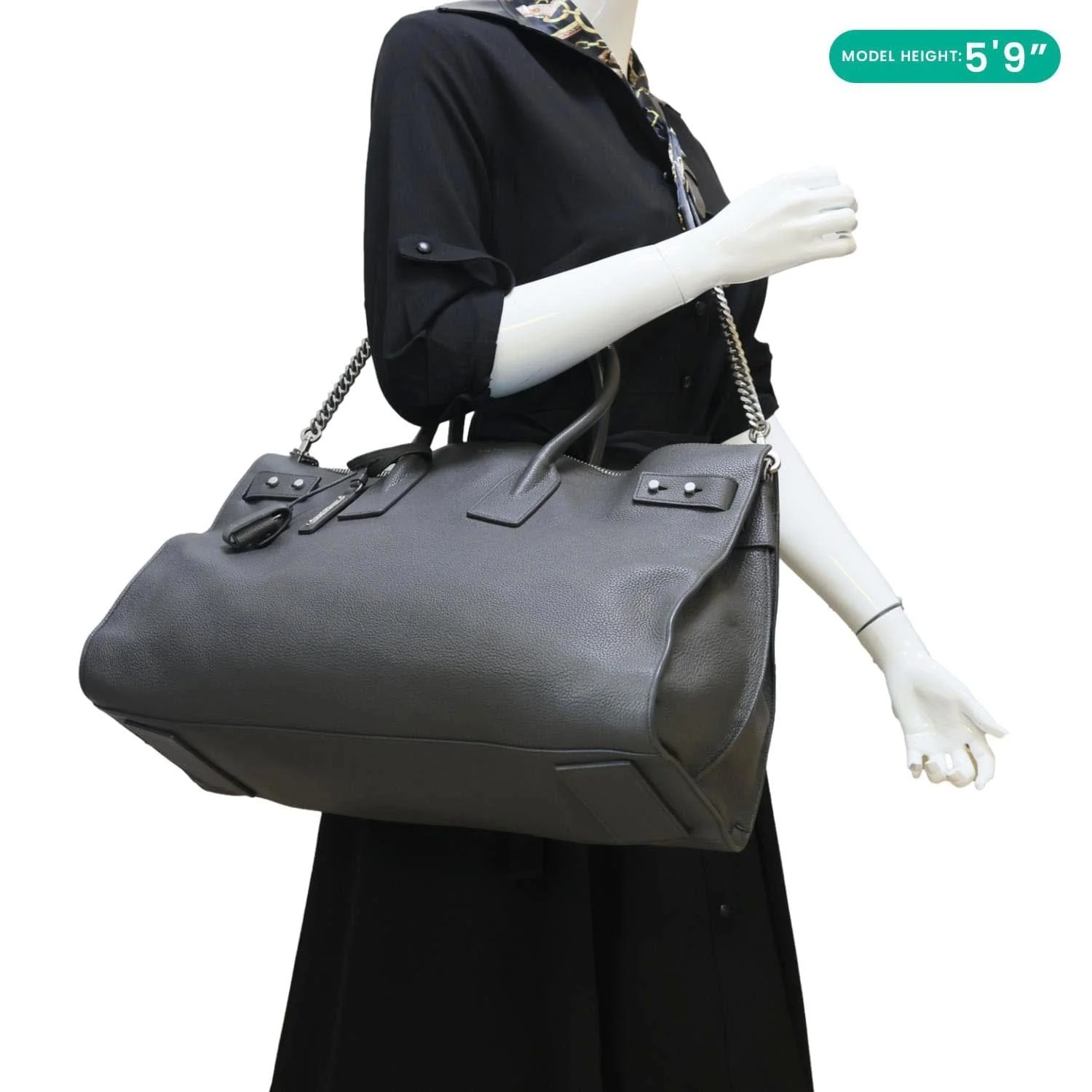 YVES SAINT LAURENT Sac de Jour 36H Souple Leather Duffle Bag Black - Image 2