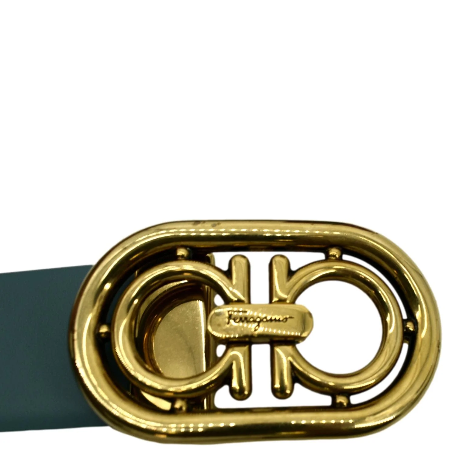 SALVATORE FERRAGAMO Buckle Reversible Belt Black/Mint Size 34 - Image 8