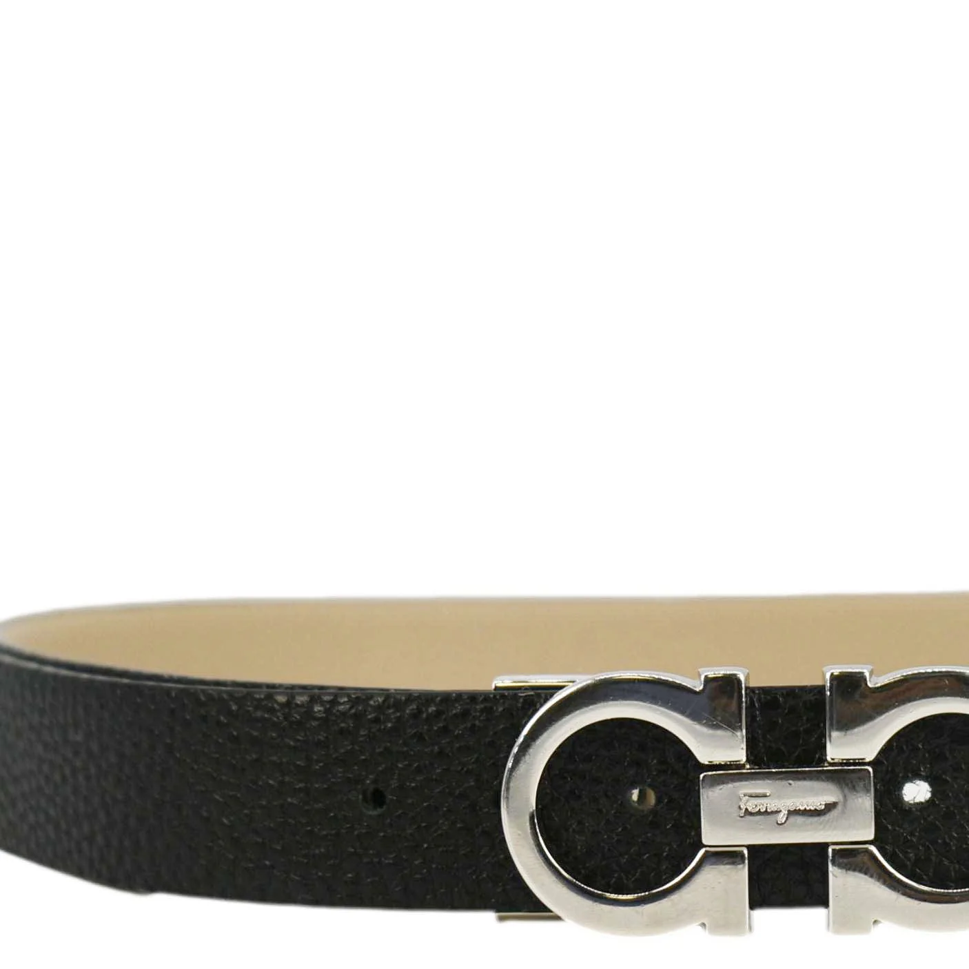 SALVATORE FERRAGAMO Gancini Leather Belt Black Size 33 - Image 6