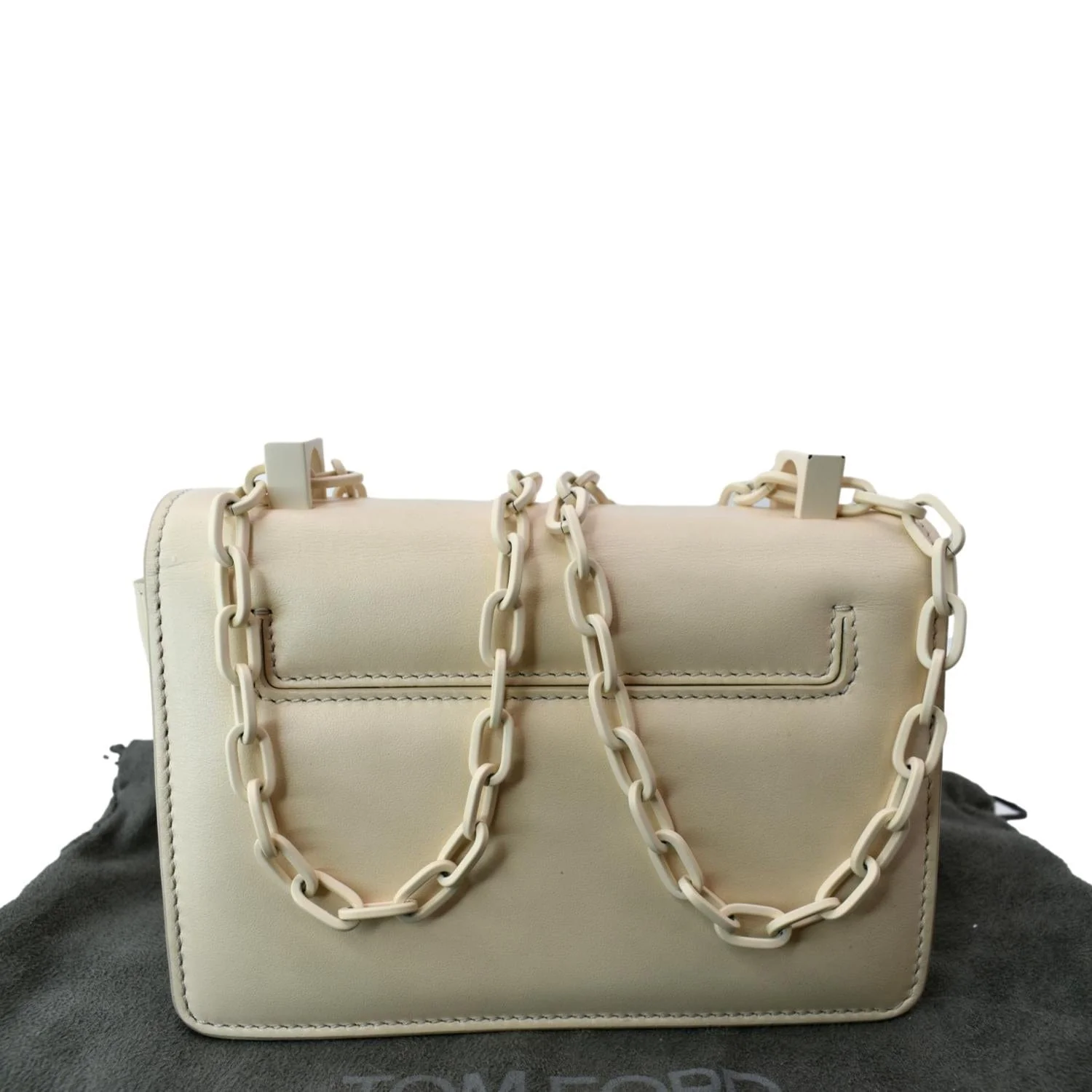 TOM FORD T Clasp Small Leather Shoulder Bag Beige - Image 3