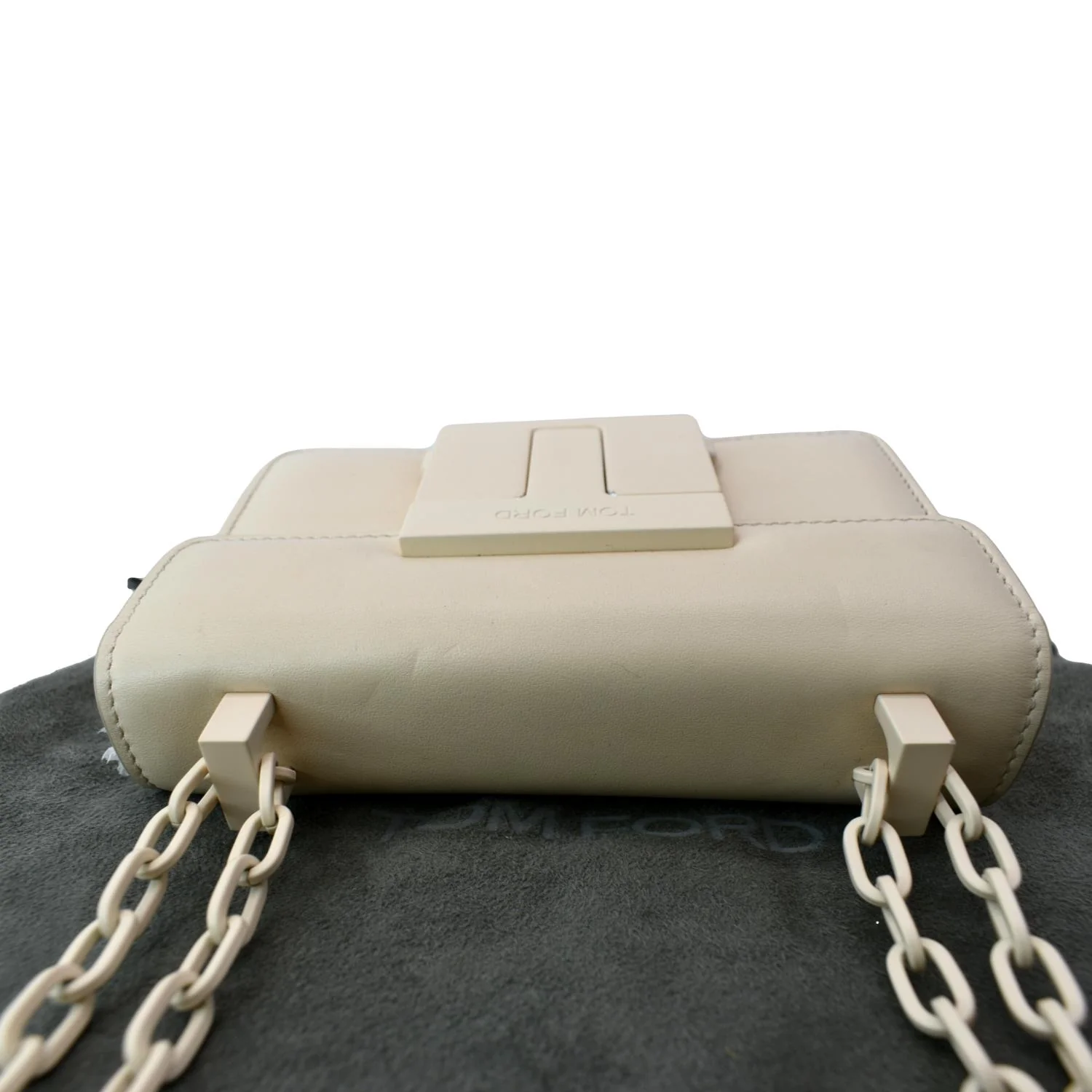 TOM FORD T Clasp Small Leather Shoulder Bag Beige - Image 4