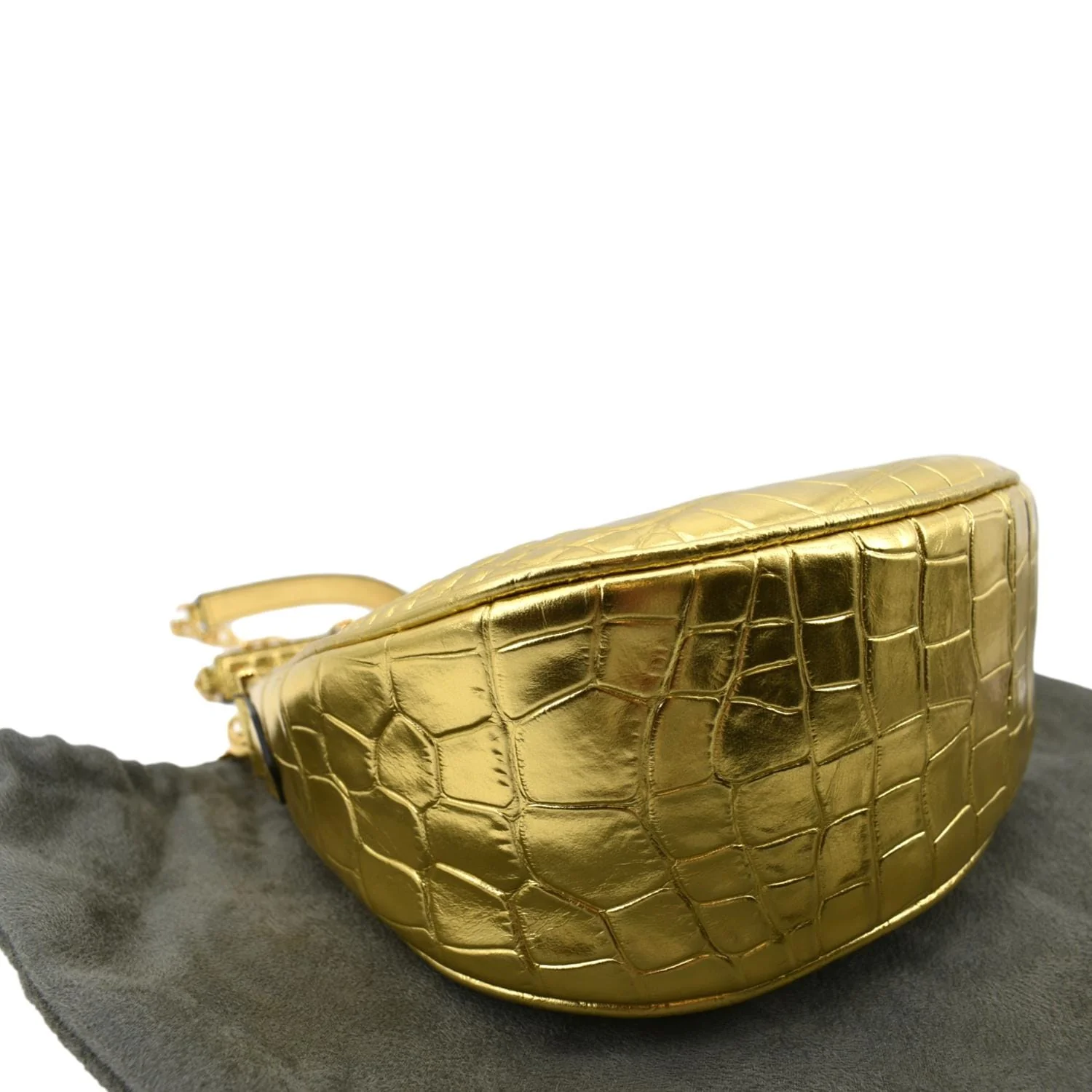 TOM FORD Bianca Mini Metallic Stamped Crocodile Leather Shoulder Bag Gold - Image 8