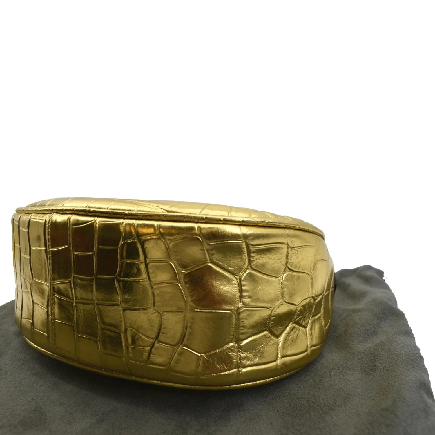 TOM FORD Bianca Mini Metallic Stamped Crocodile Leather Shoulder Bag Gold - Image 9