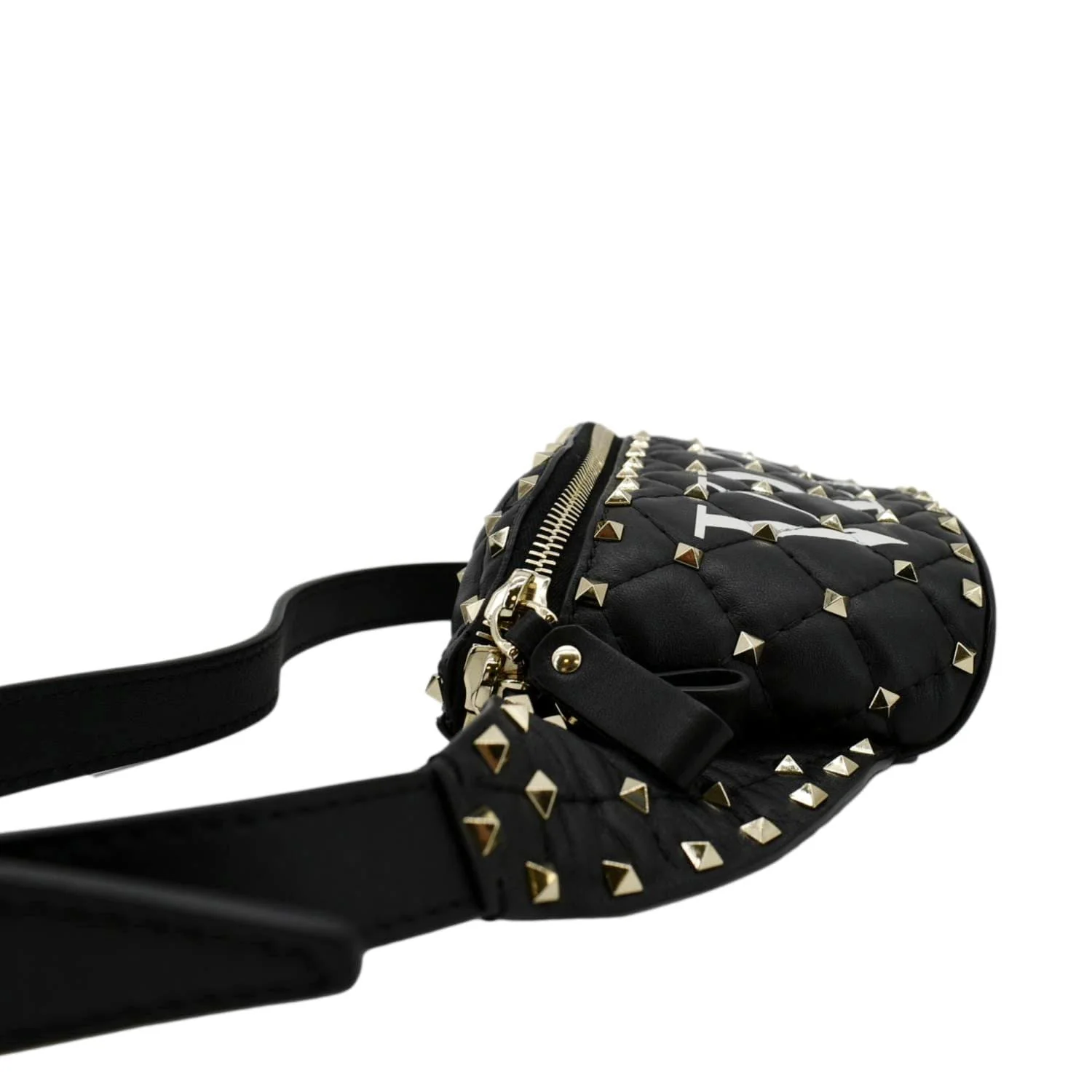 VALENTINO VLTN Rockstud Spike Quilted Leather Bum Bag Black - Image 7