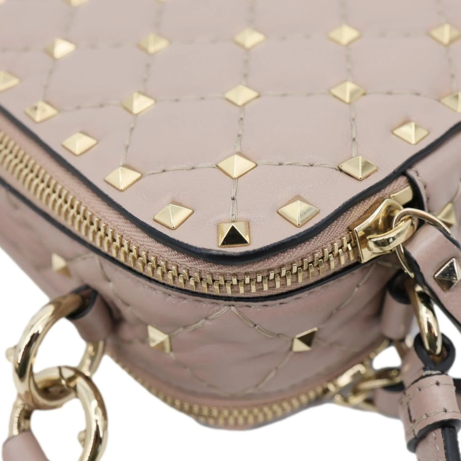 VALENTINO Garavani Rockstud Spike Quilted Leather Crossbody Bag Rose Pink - Image 7
