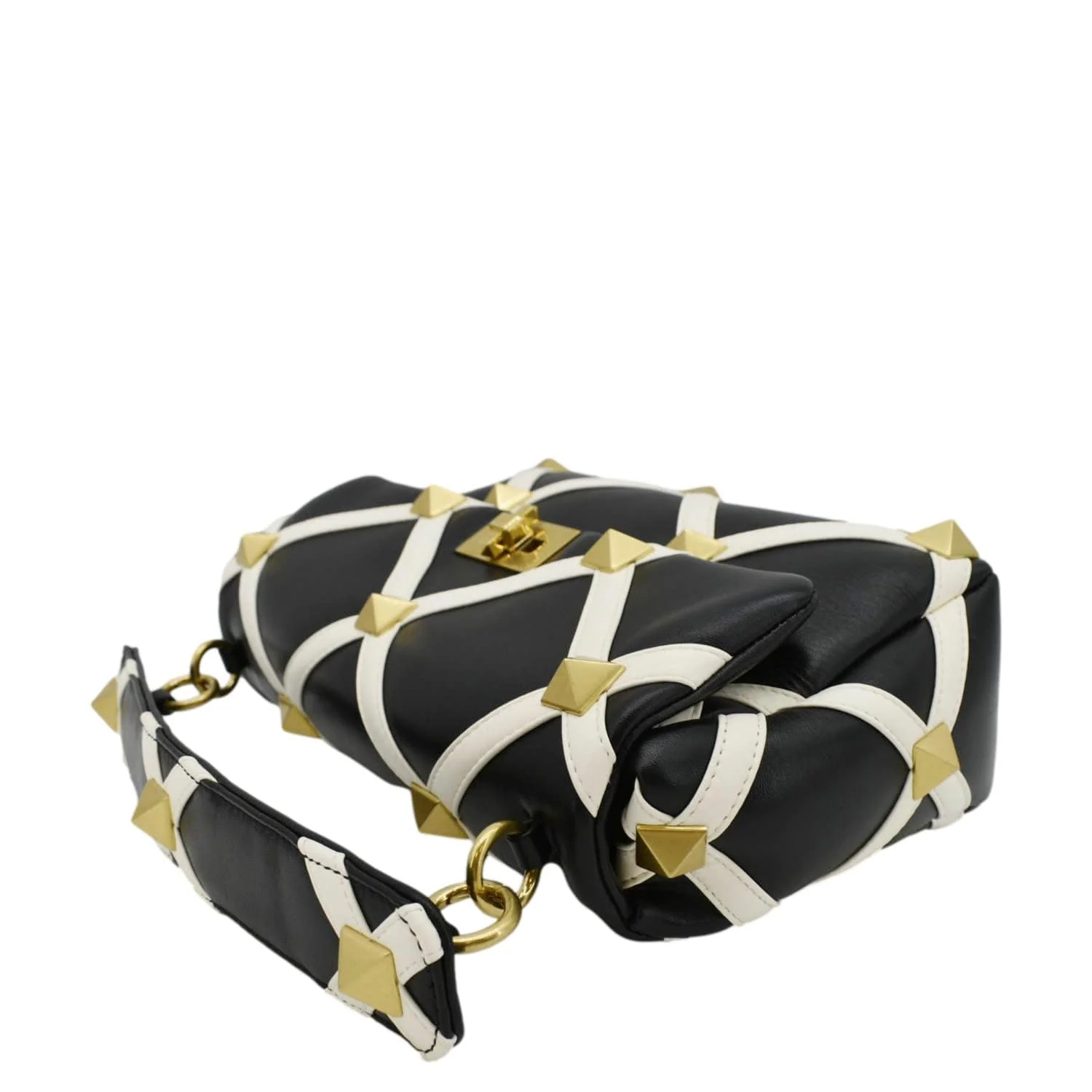 VALENTINO Garavani Roman Stud Leather Crossbody Bag Black - Image 8
