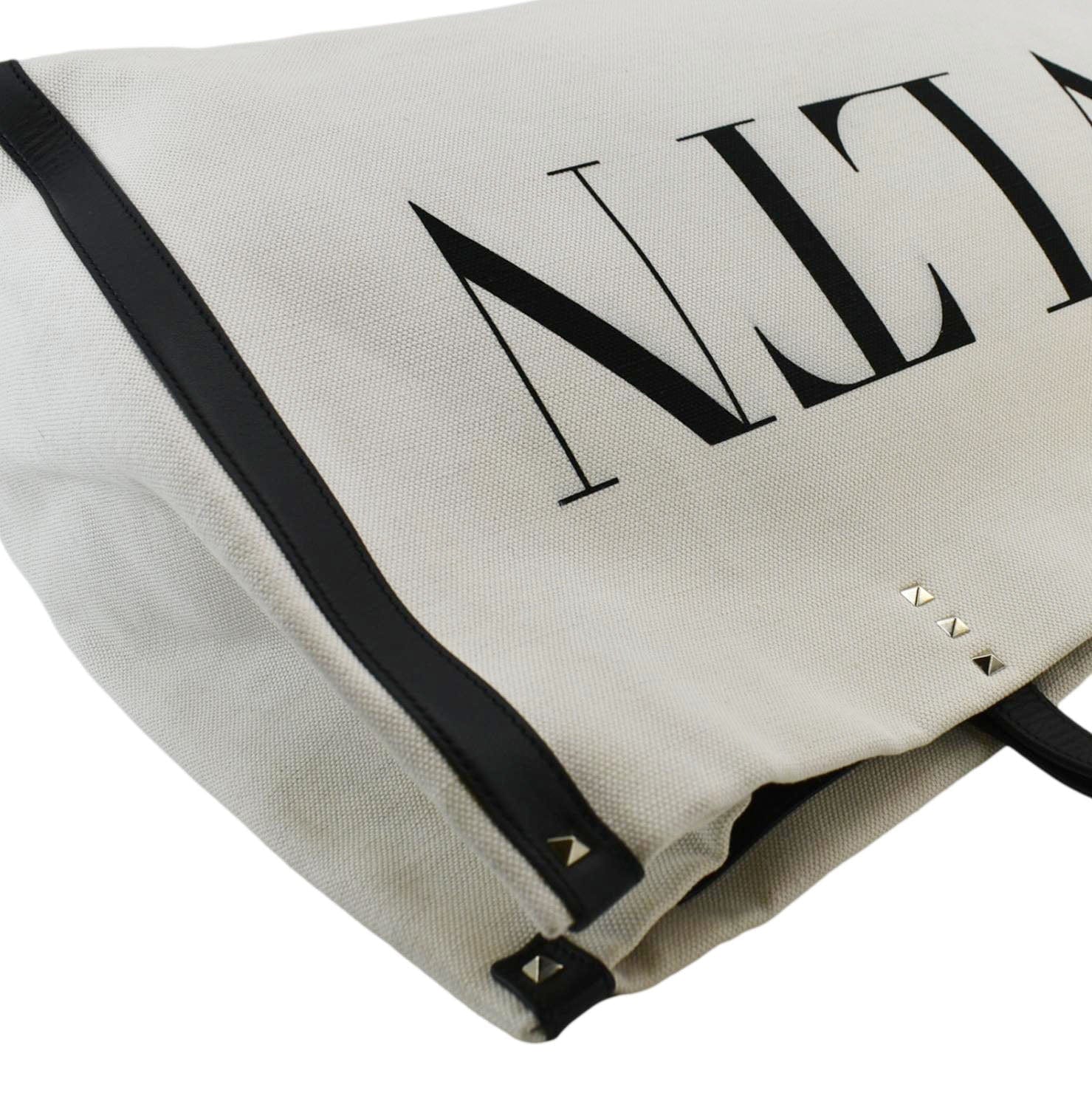 VALENTINO GARAVANI VLTN Canvas Tote Bag White - Image 5