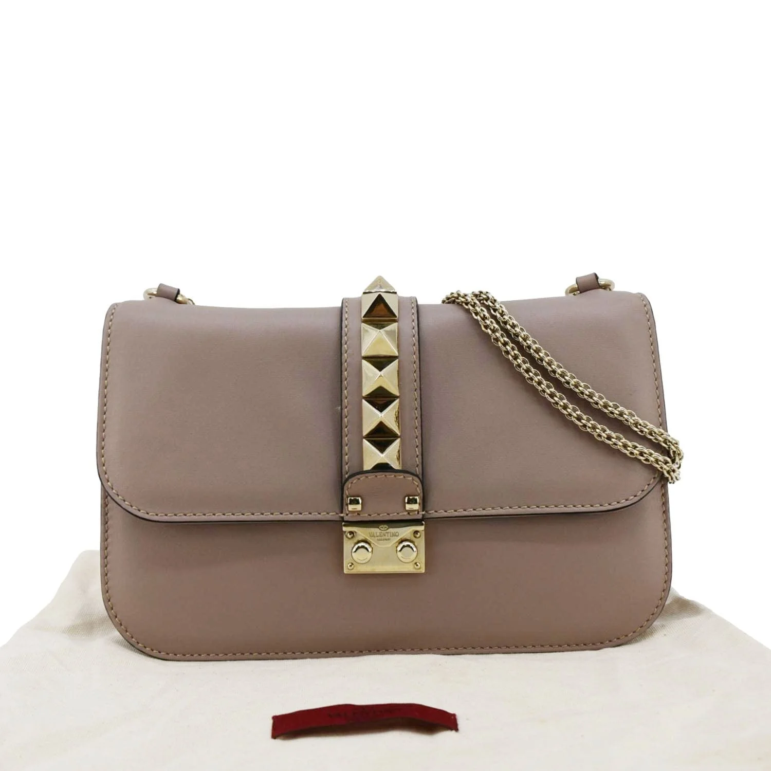 VALENTINO Glam Lock Rockstud Flap Medium Leather Crossbody Bag Light Purple - Image 3