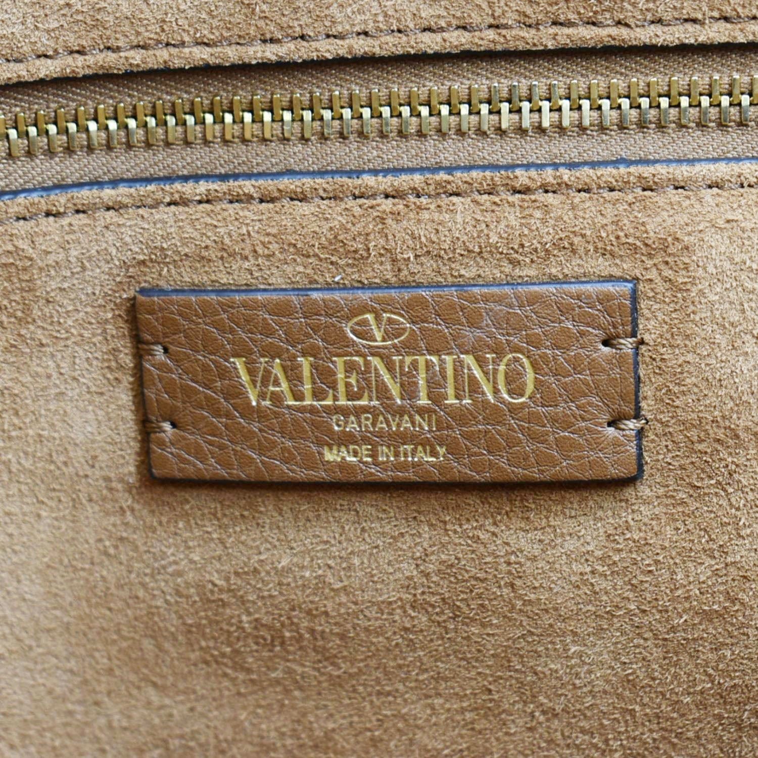 VALENTINO Large Roman Stud Tote Bag Saddle Brown - Image 11