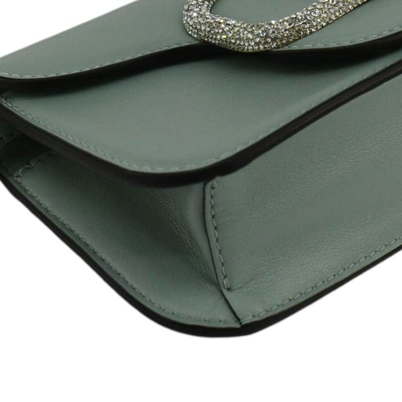 VALENTINO Jewel Logo Loco Small Leather Shoulder Bag Green - Image 10