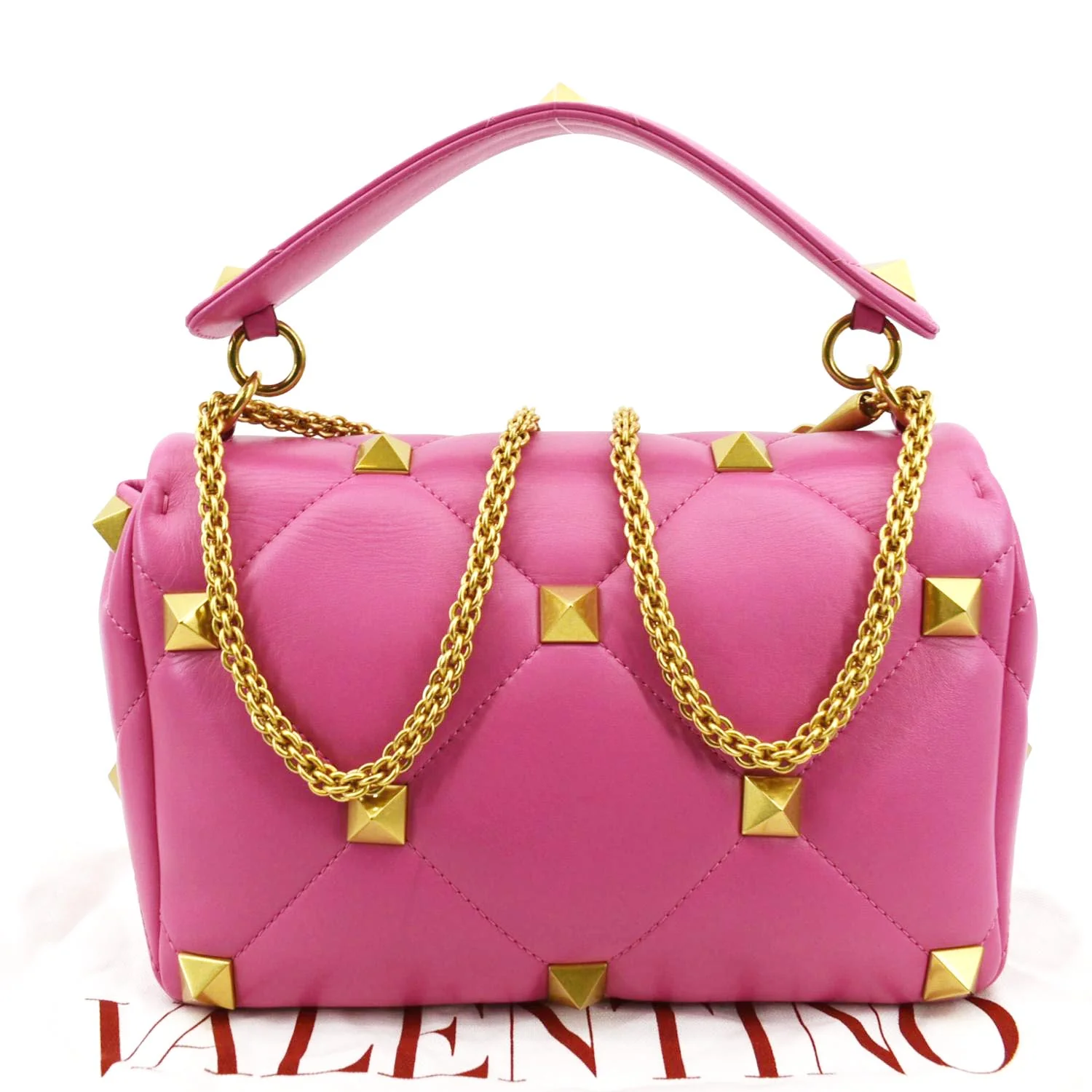 VALENTINO Medium Garavani Roman Stud Leather Crossbody Bag Pink - Image 3