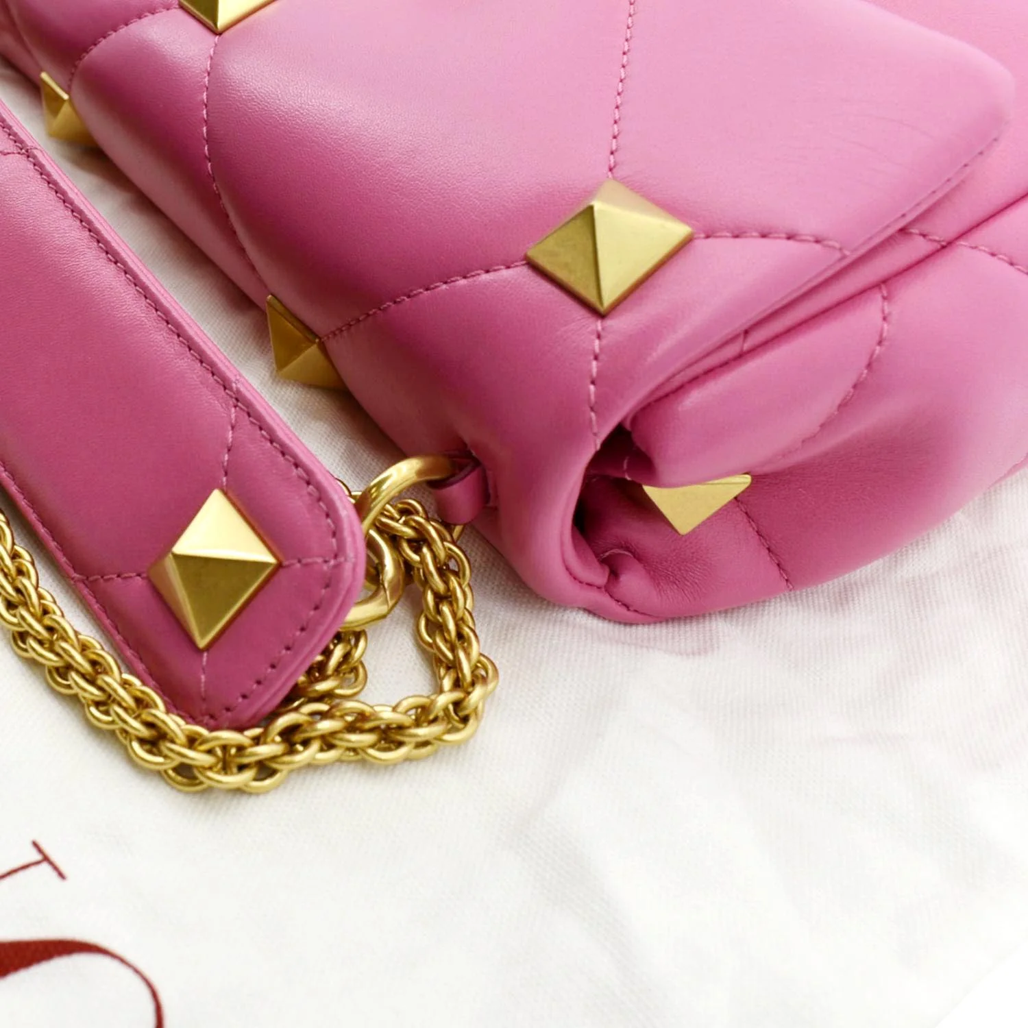 VALENTINO Medium Garavani Roman Stud Leather Crossbody Bag Pink - Image 5