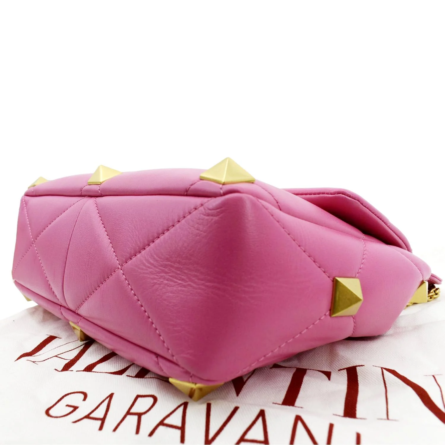 VALENTINO Medium Garavani Roman Stud Leather Crossbody Bag Pink - Image 7