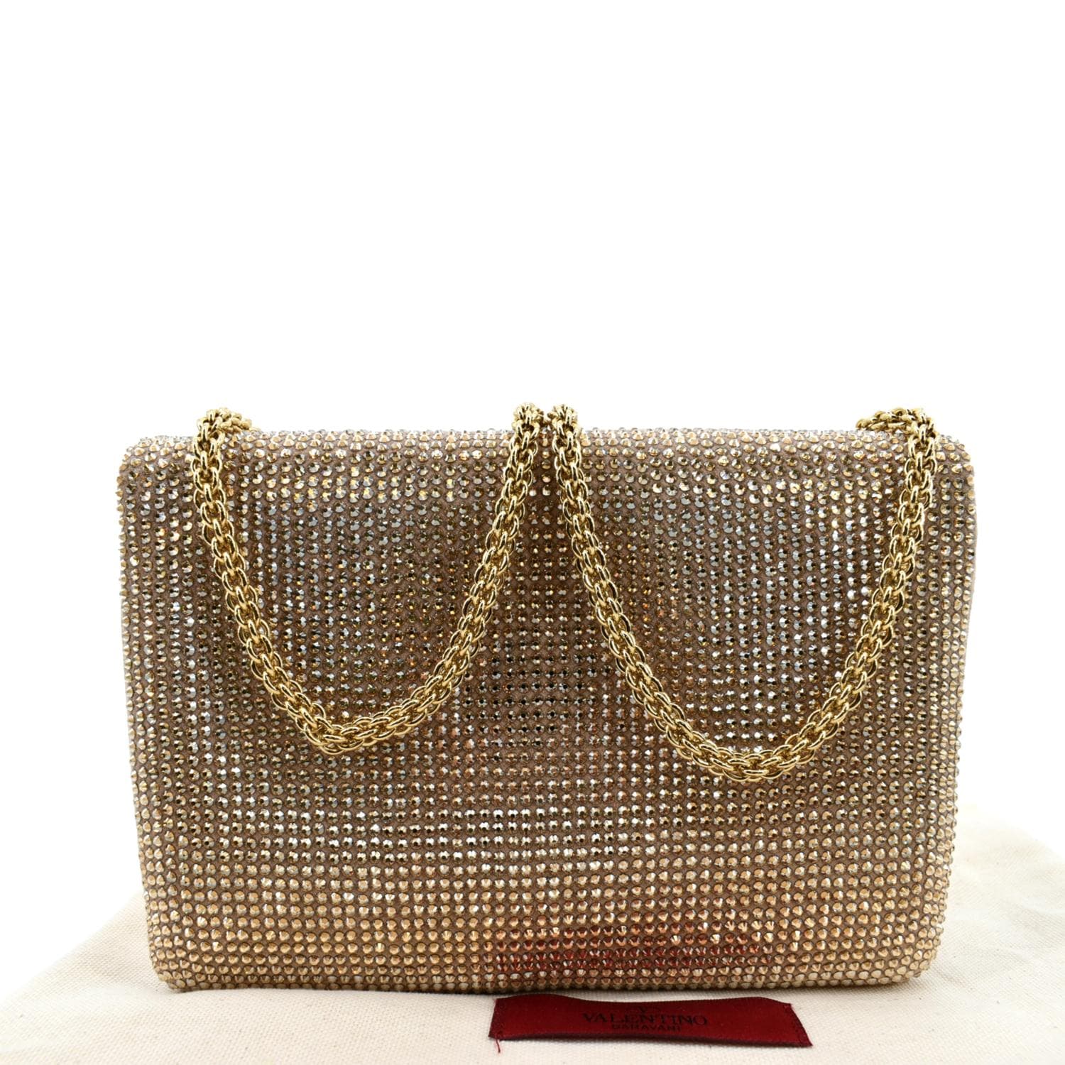 VALENTINO GARAVANI One Stud Crystal-Embellished Suede Shoulder Bag Pink - Image 3