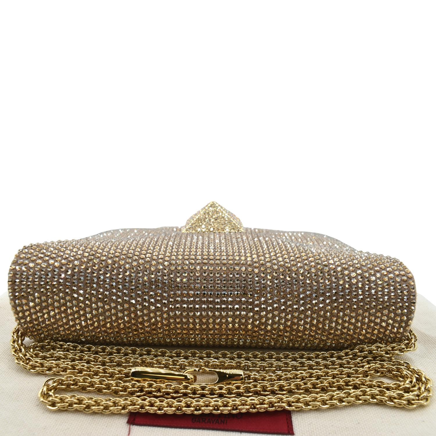 VALENTINO GARAVANI One Stud Crystal-Embellished Suede Shoulder Bag Pink - Image 4