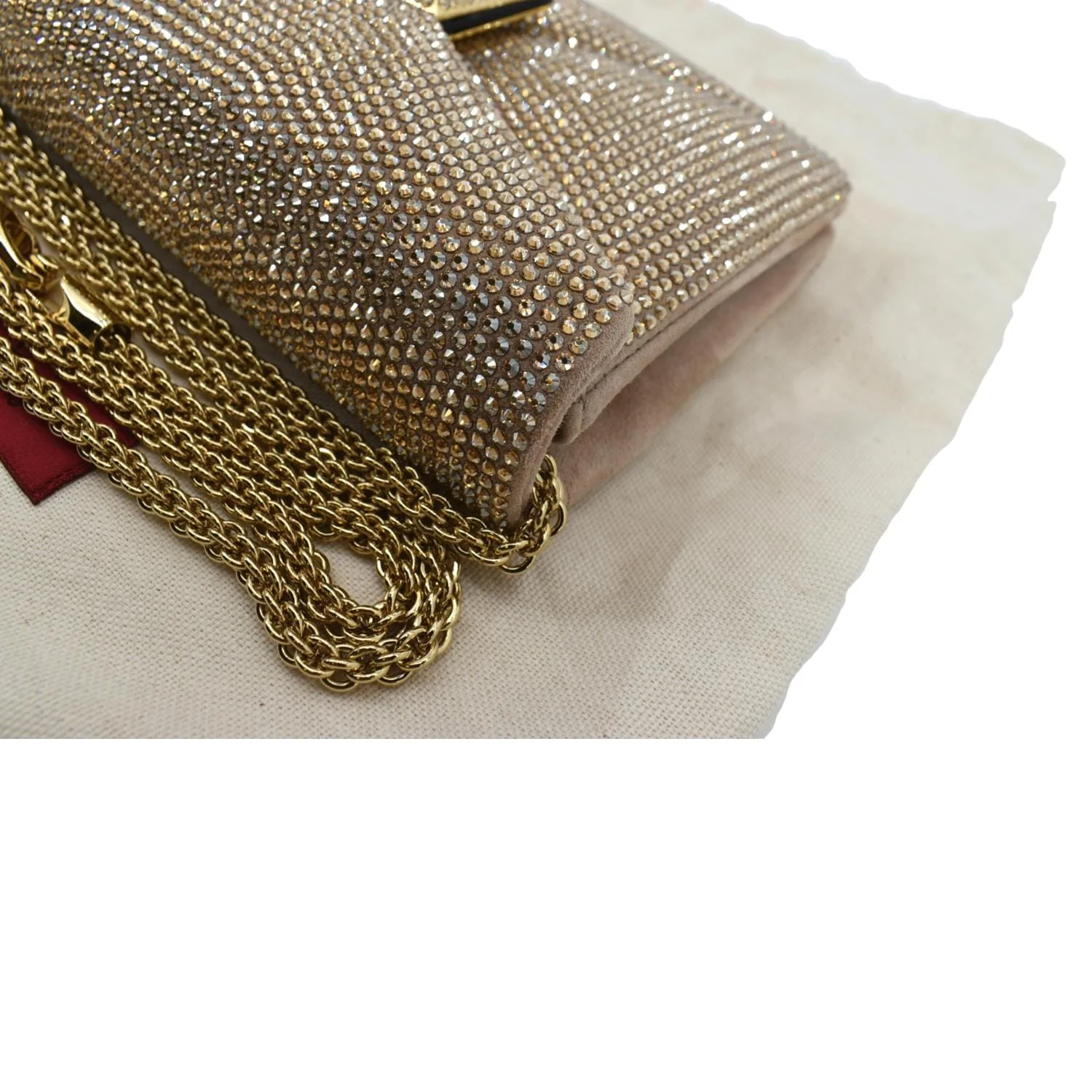 VALENTINO GARAVANI One Stud Crystal-Embellished Suede Shoulder Bag Pink - Image 5