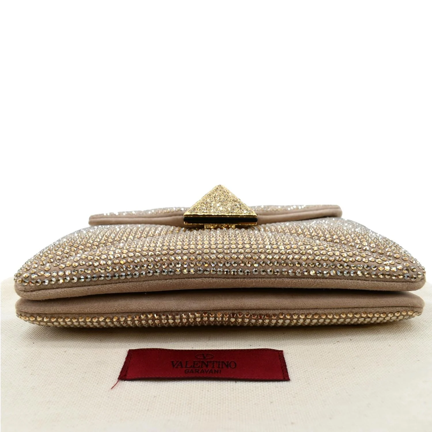 VALENTINO GARAVANI One Stud Crystal-Embellished Suede Shoulder Bag Pink - Image 7