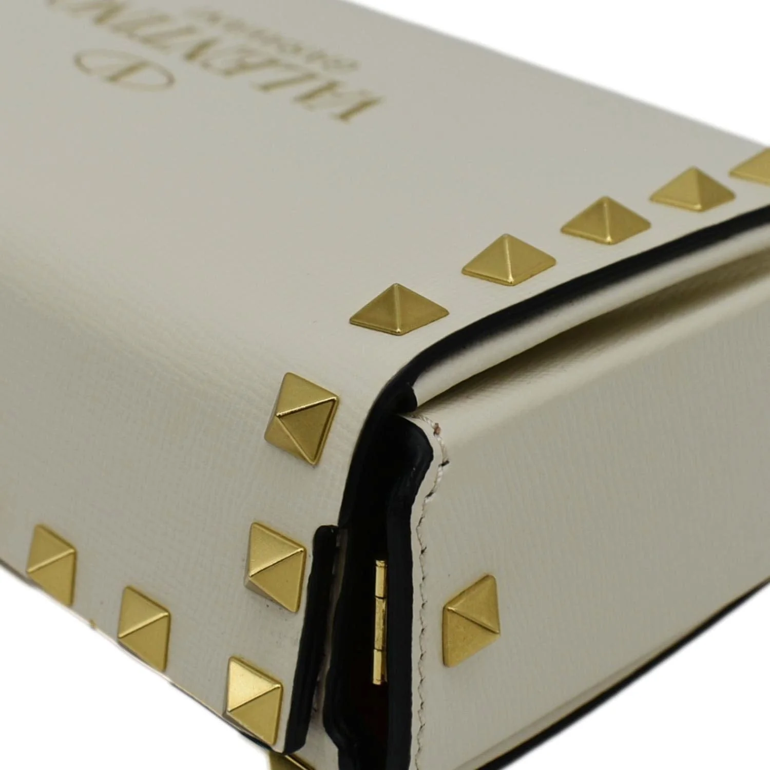 VALENTINO Rockstud Alcove Leather Clutch Shoulder Bag Ivory - Image 6