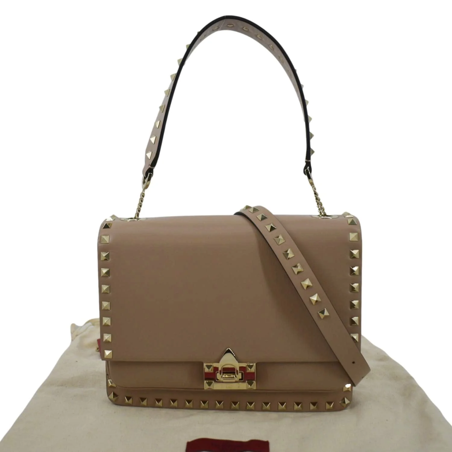 VALENTINO Garavani Rockstud Leather Crossbody Bag Dusty Pink - Image 3