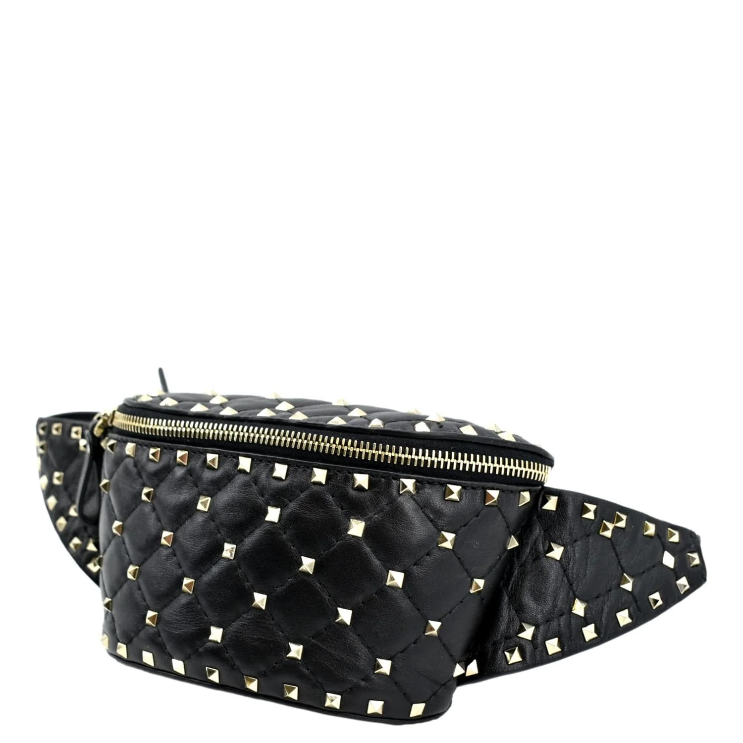 VALENTINO Free Rockstud Spike Leather Crossbody Belt Bag Black - Image 4